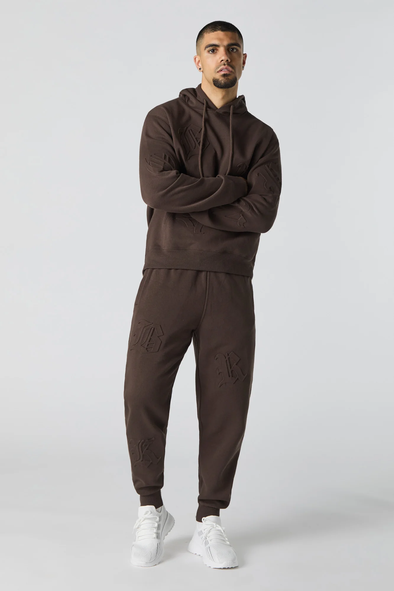 Letter Embossed Fleece Jogger - Image 14