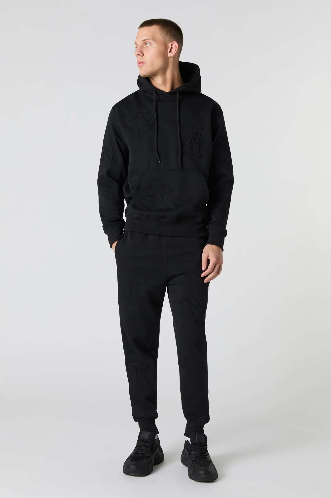 Letter Embossed Fleece Jogger - Image 8