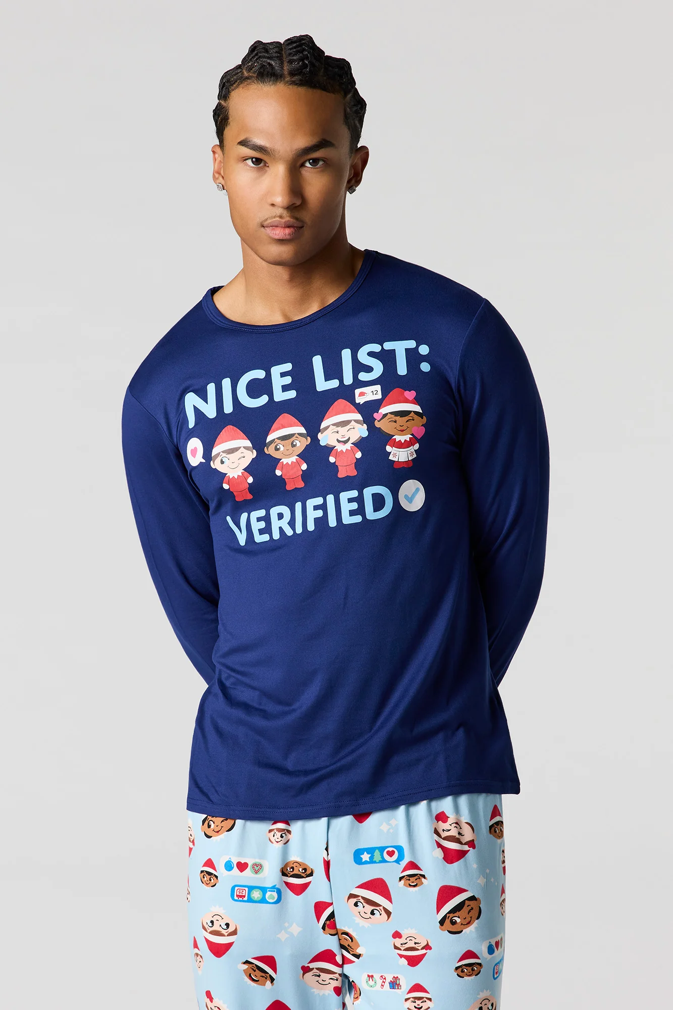 Mens Fammy Jammies Texting Crew The Elf on the Shelf® Pajama Set - Image 2