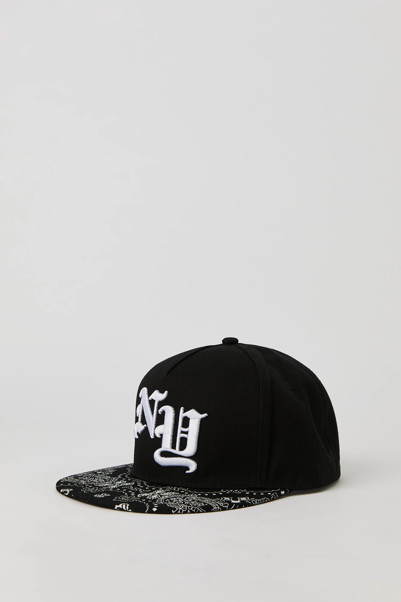 NY Embroidered Bandana Print Snapback Hat - Image 2