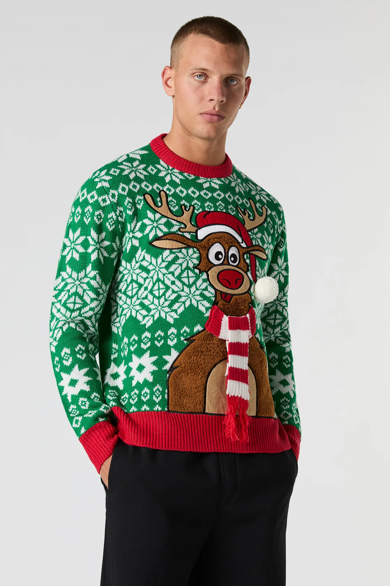 Furry Reindeer Christmas Sweater