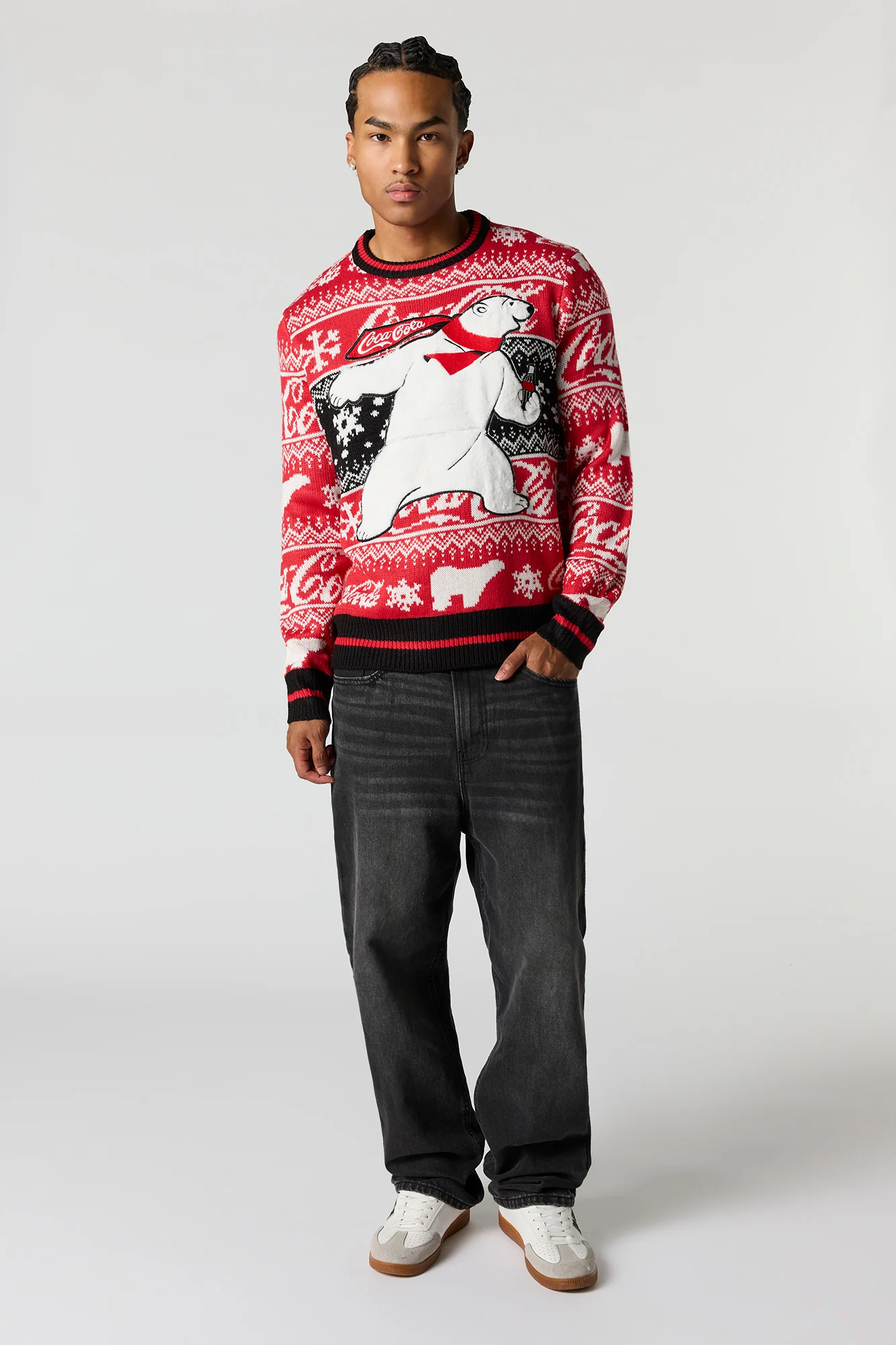 Coca Cola Chenille Embroidered Christmas Sweater - Image 3