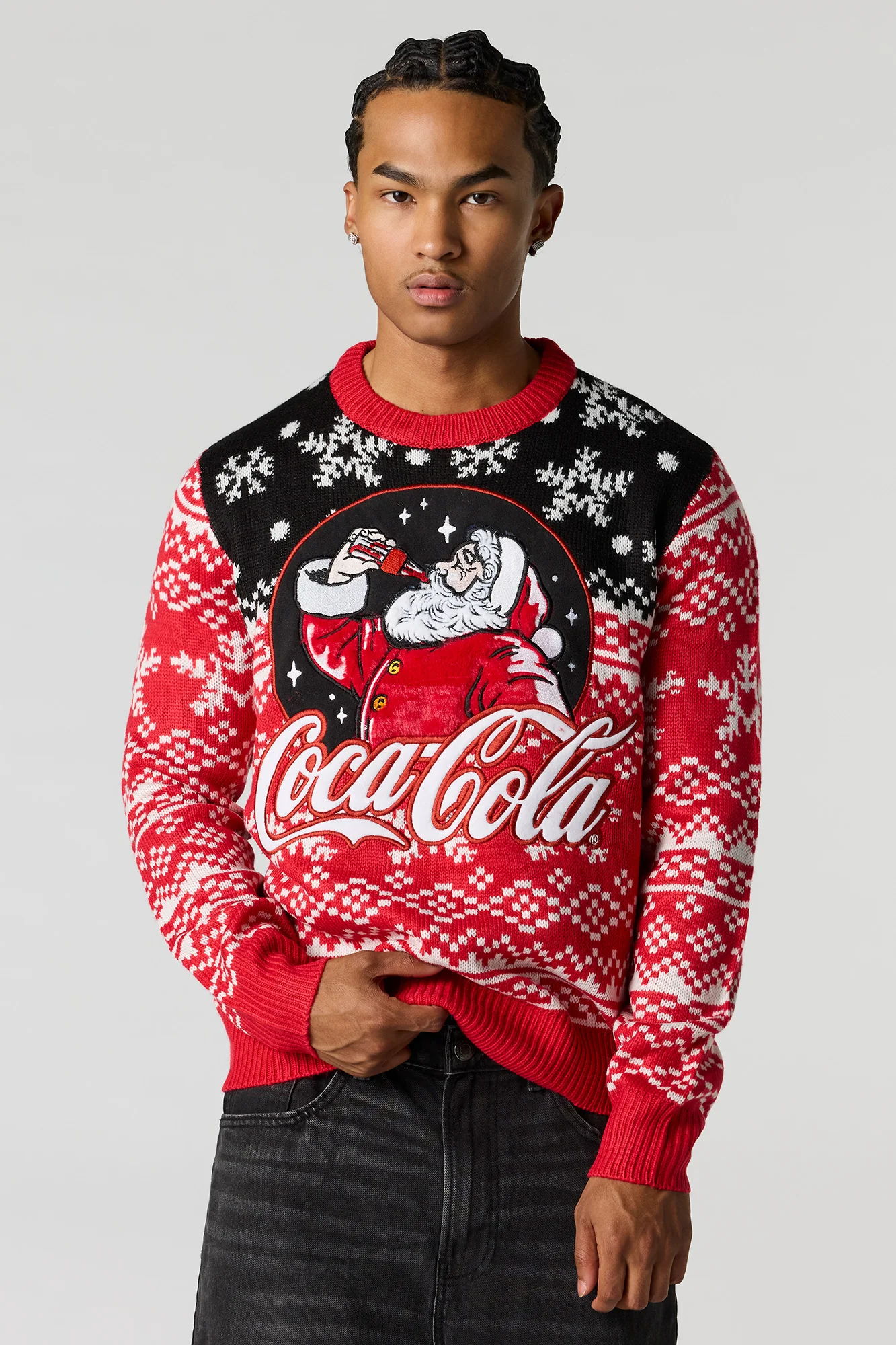 Coca Cola Chenille Embroidered Christmas Sweater - Image 4