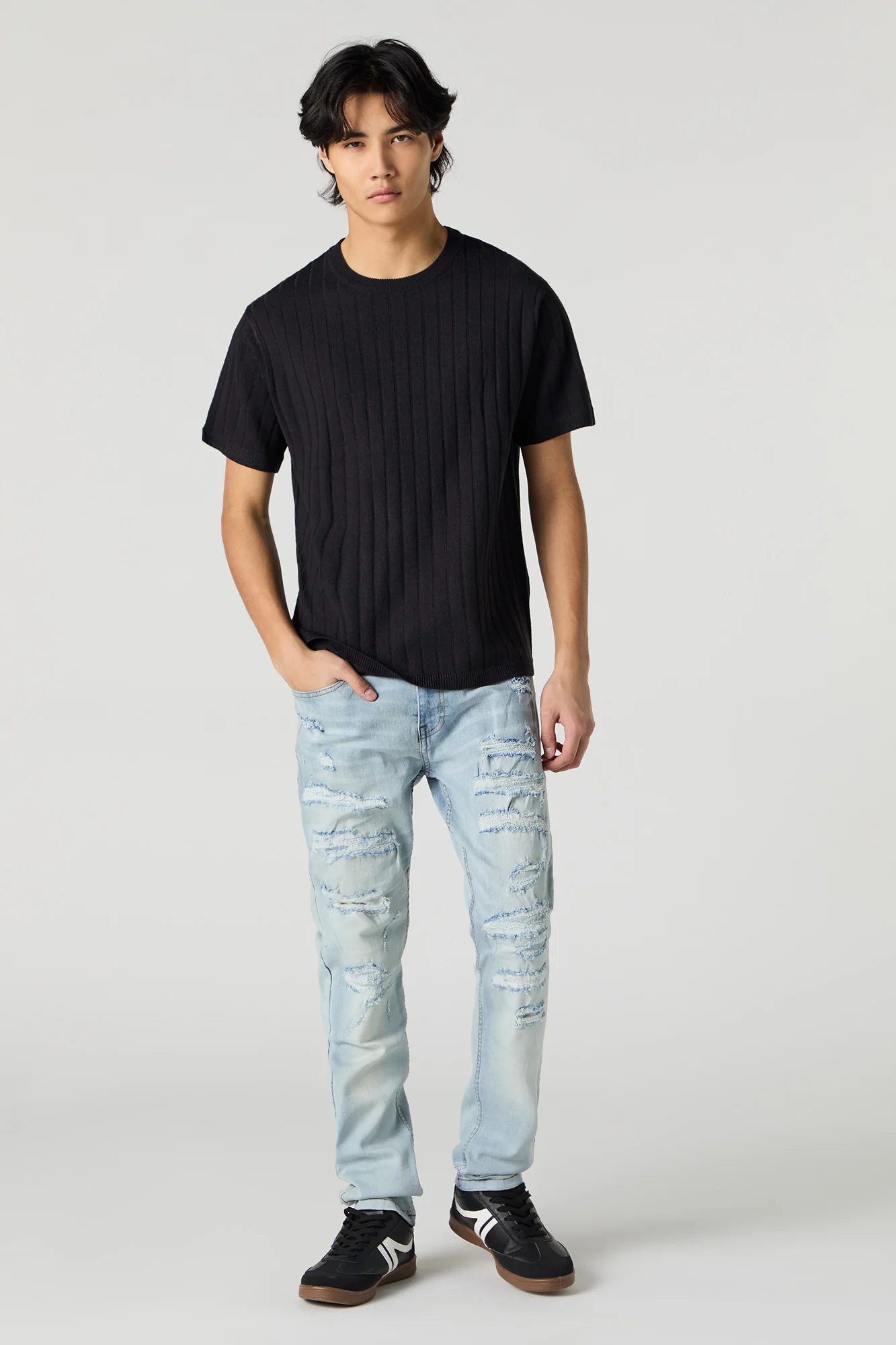 Light Distressed Stretch Jean - Image 2