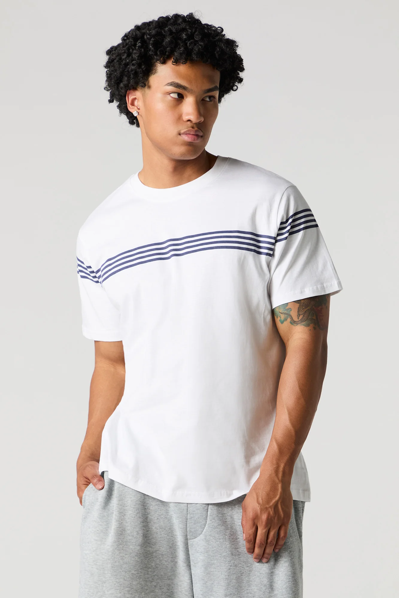 Partial Striped T-Shirt