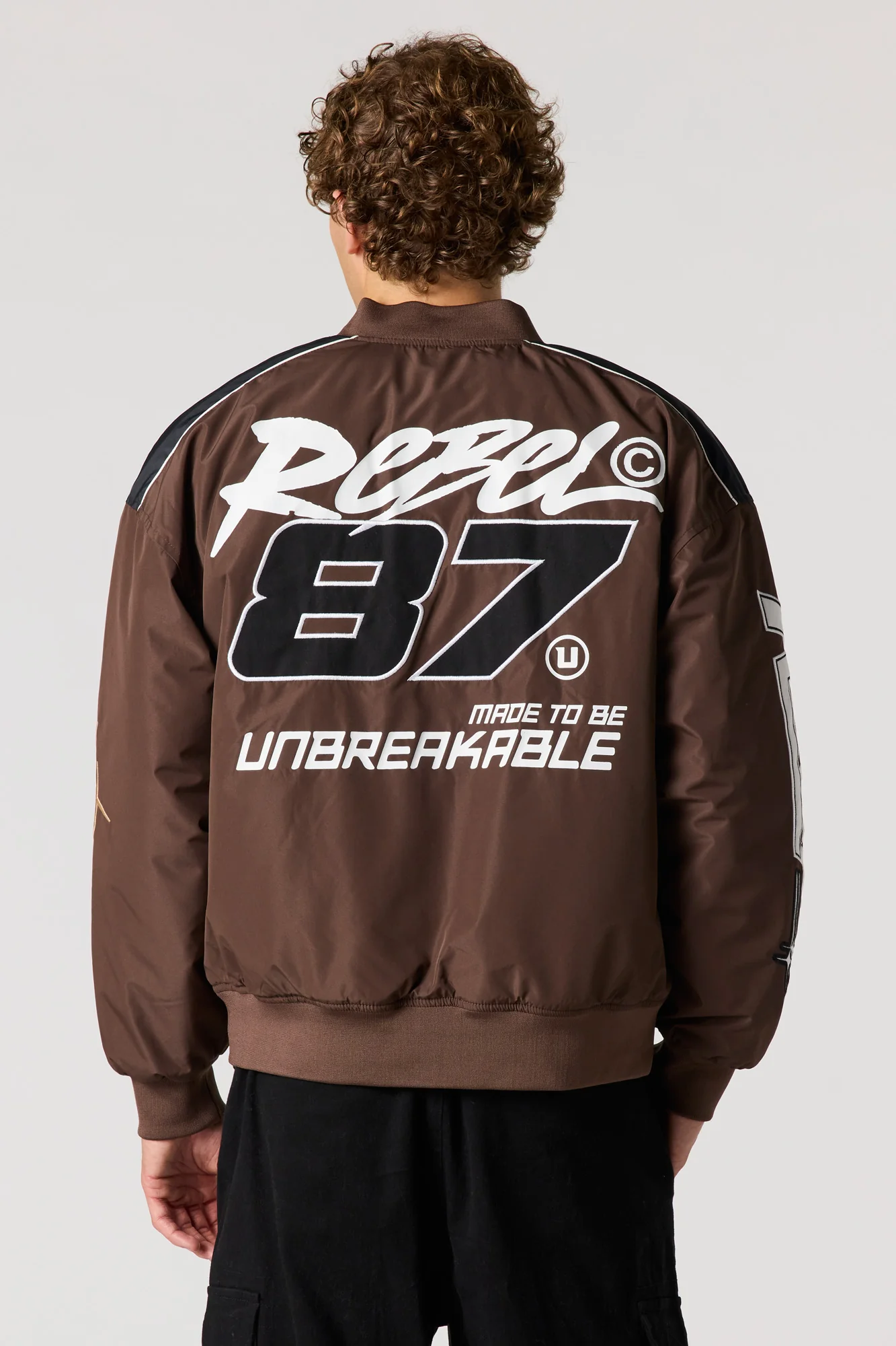 Rebel Embroidered Colourblock Racing Bomber Jacket - Image 2