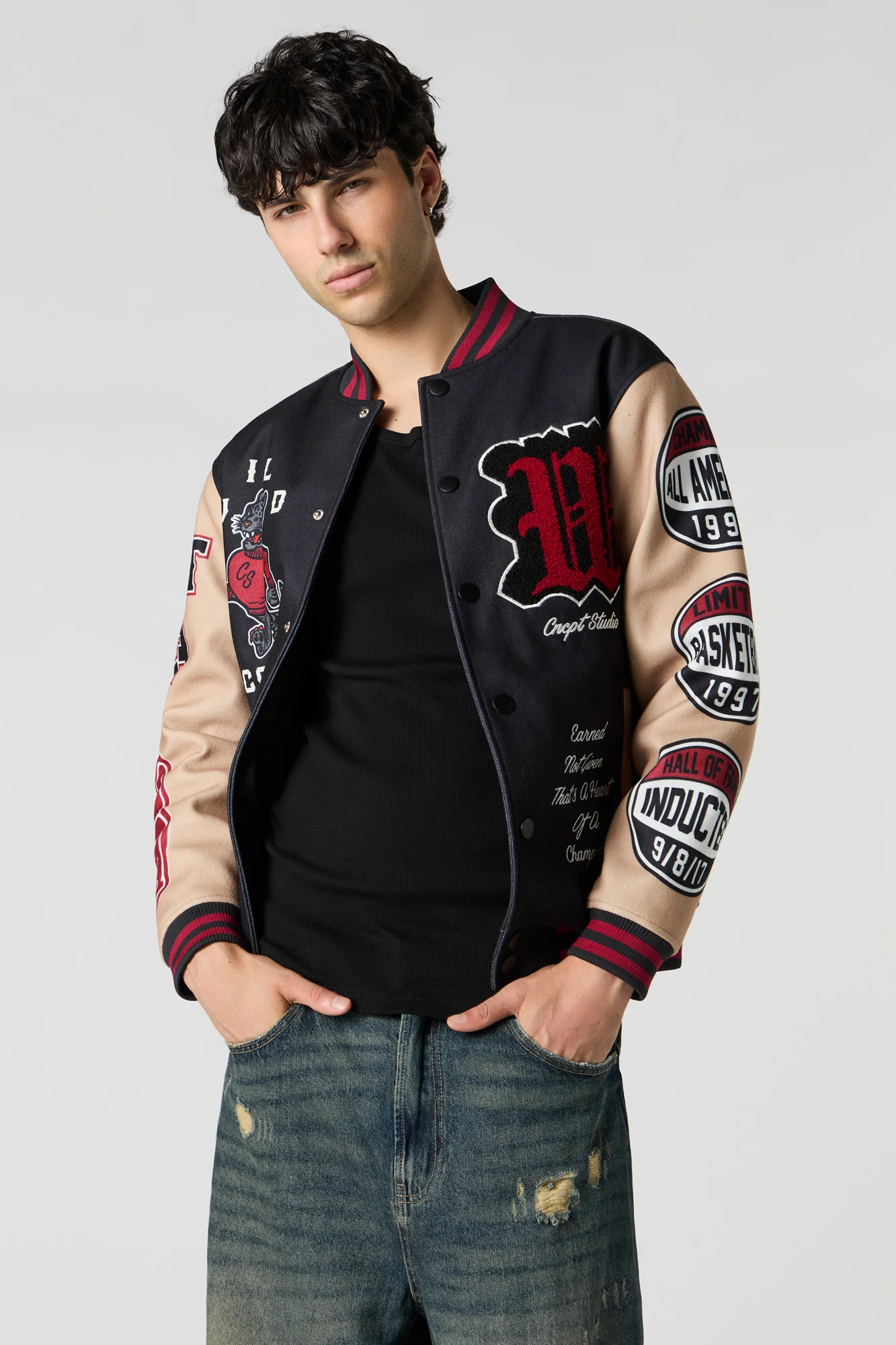 Chenille Embroidered Varsity Jacket - Image 13