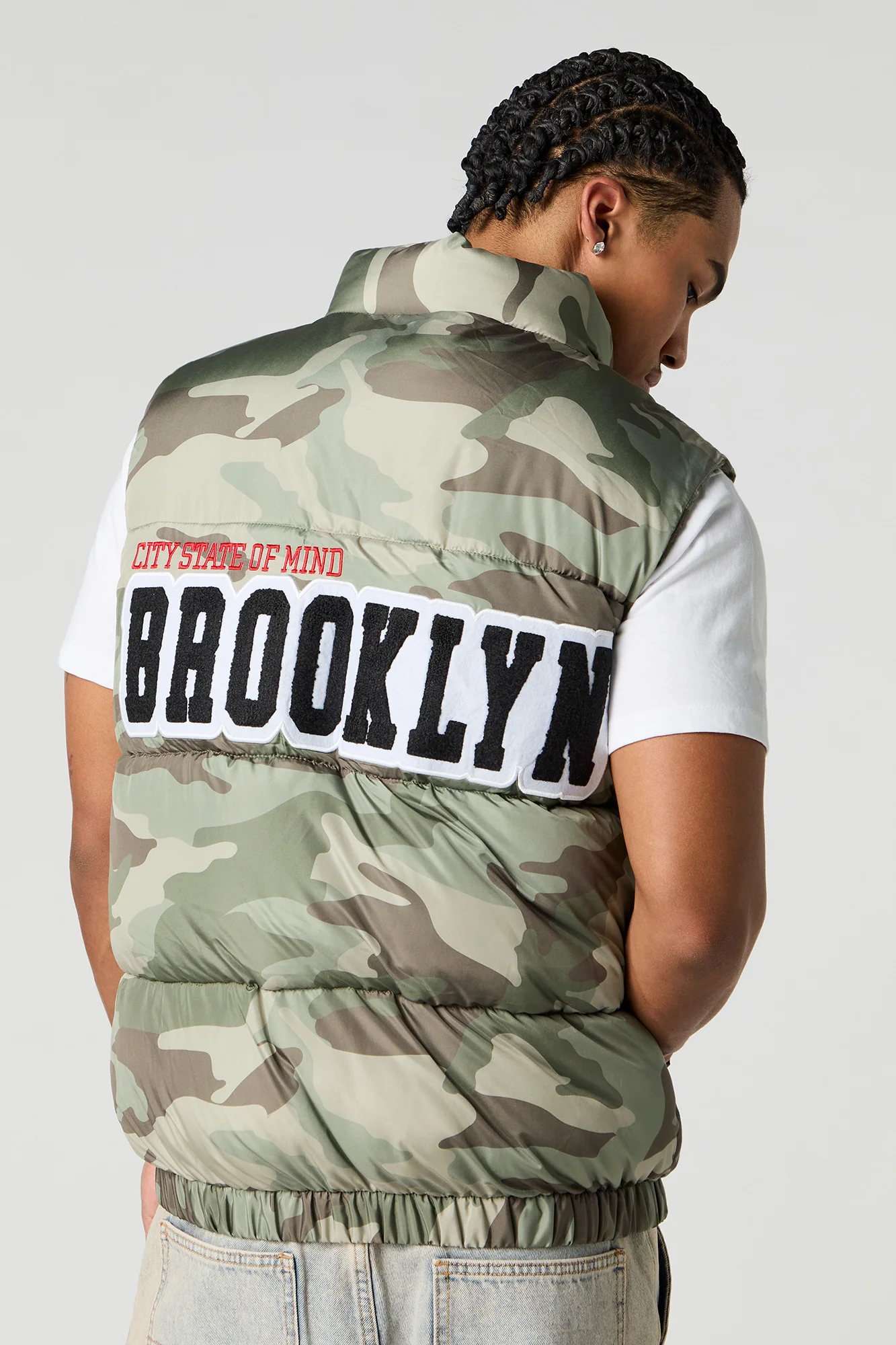 City Chenille Embroidered Puffer Vest