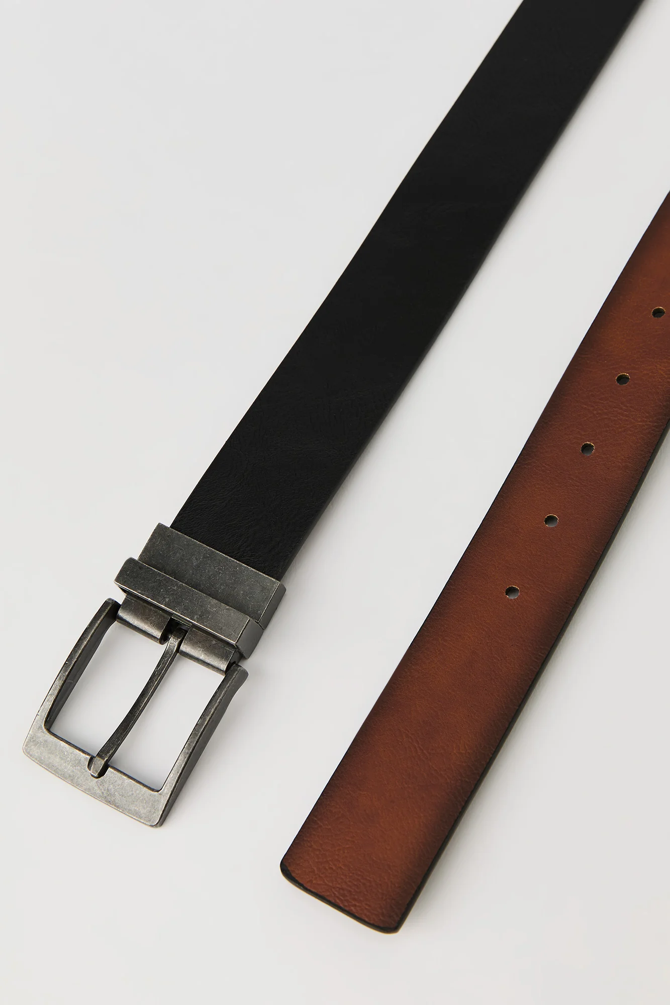 Black & Brown Reversible Faux Leather Belt - Image 2