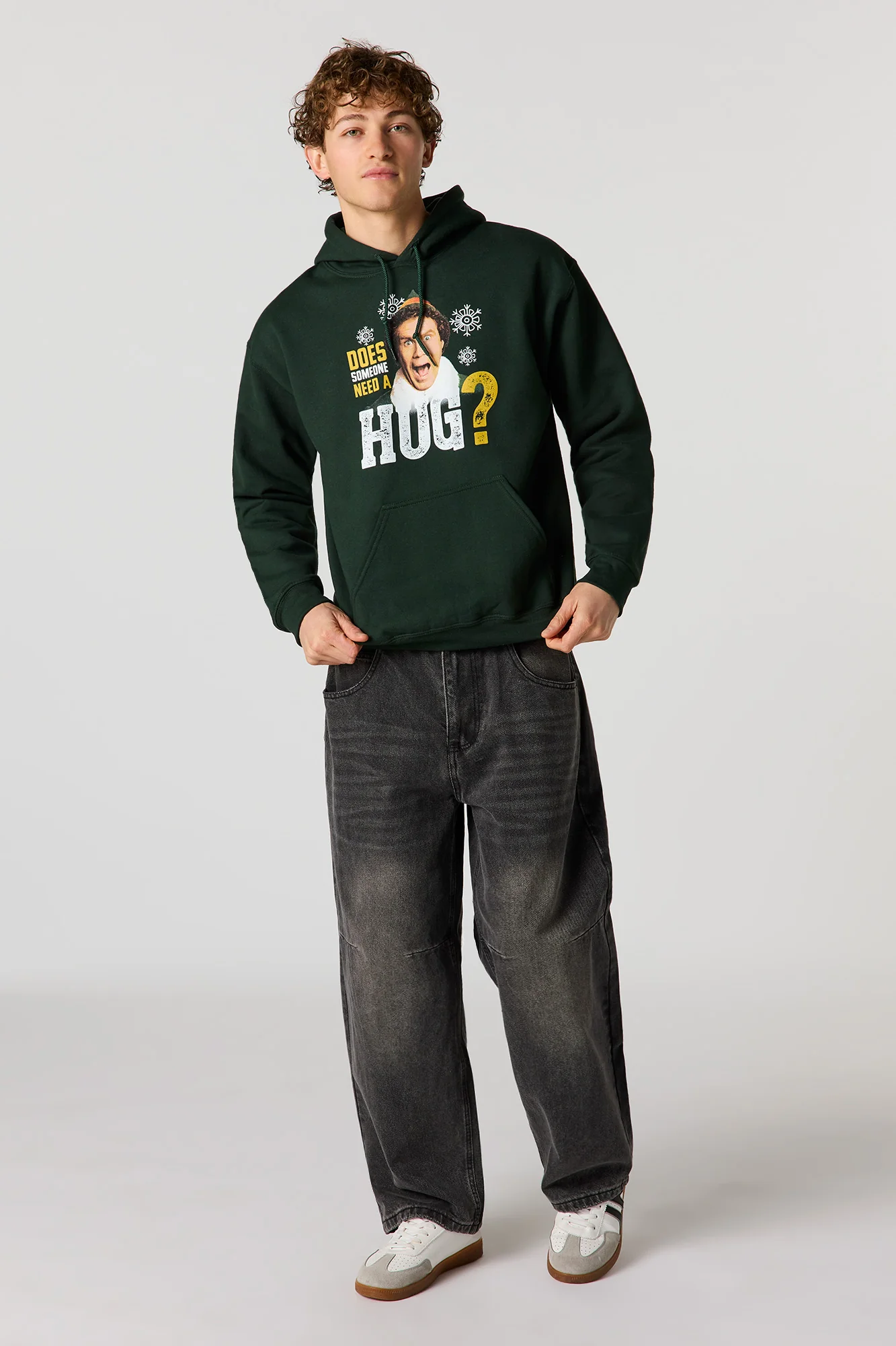 Elf Hug Graphic Christmas Fleece Hoodie - Image 3