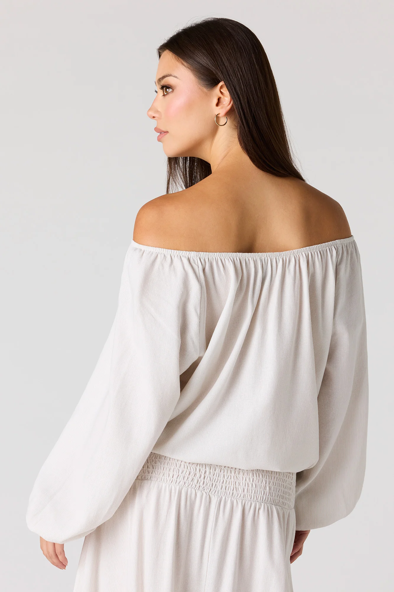 Linen-Blend Off Shoulder Blouse - Image 11