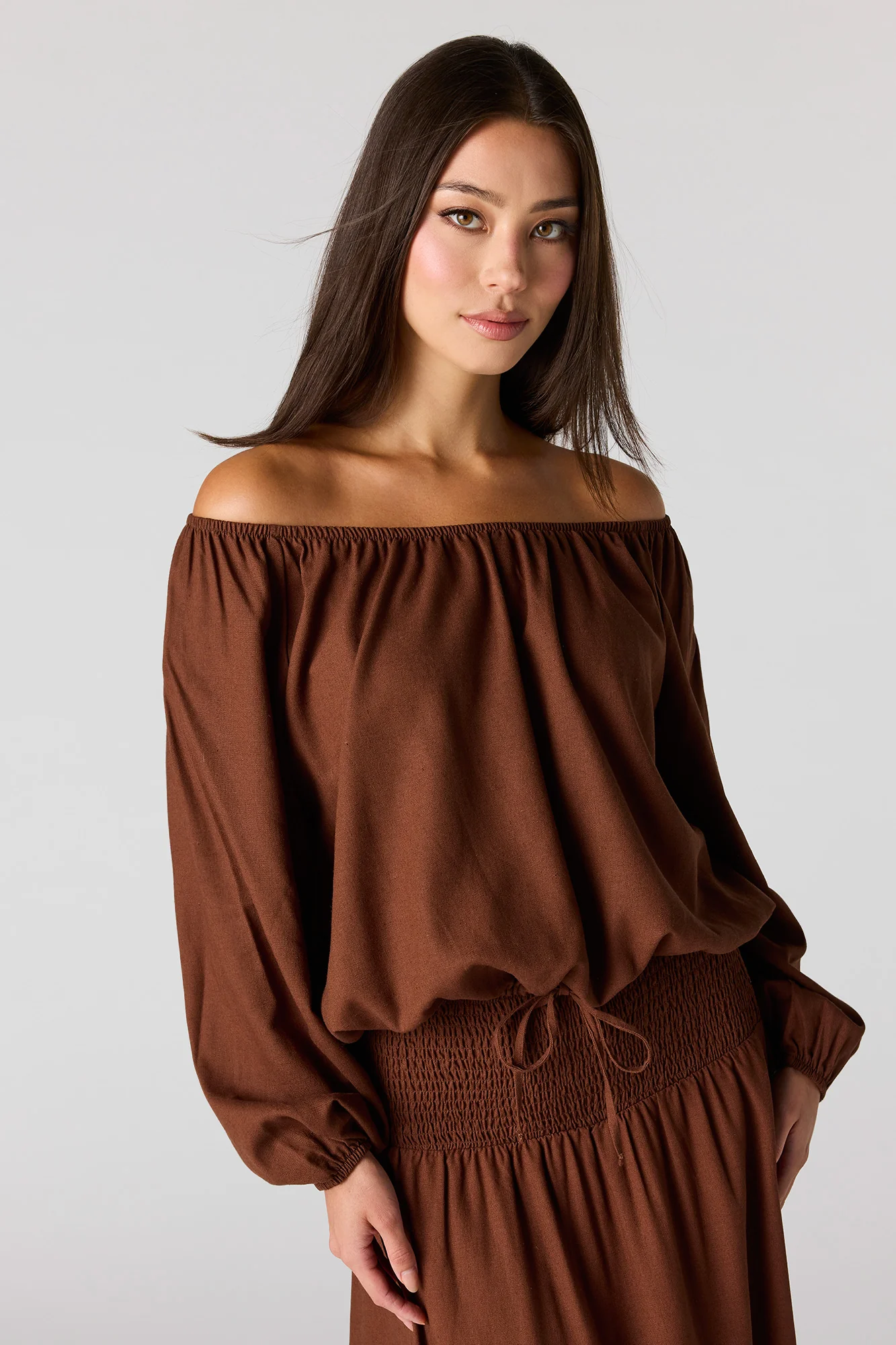 Linen-Blend Off Shoulder Blouse - Image 13