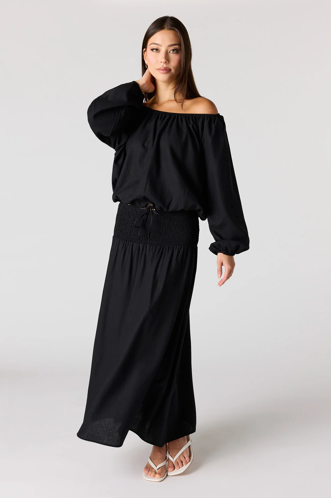 Linen-Blend Off Shoulder Blouse - Image 6