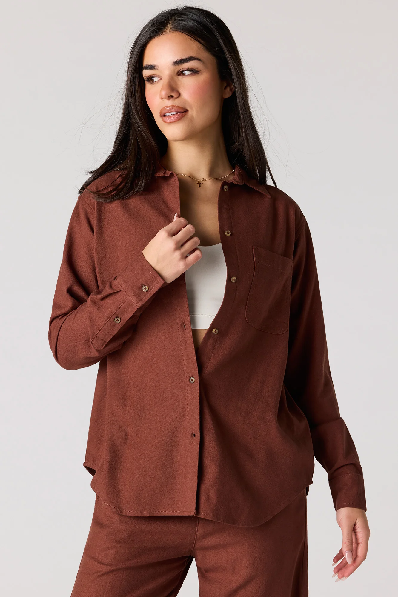 Linen-Blend Button-Up Top - Image 10