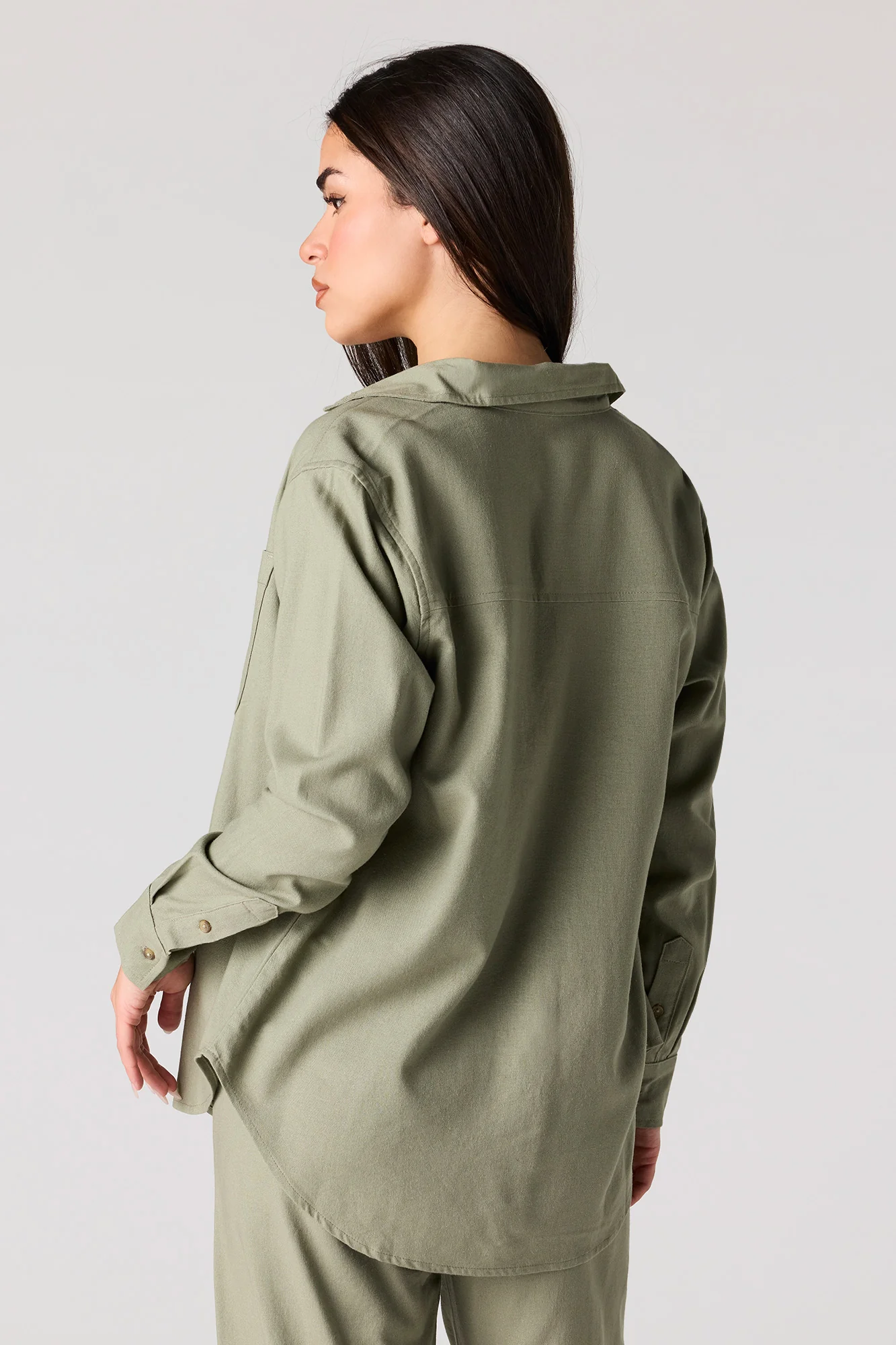 Linen-Blend Button-Up Top - Image 2