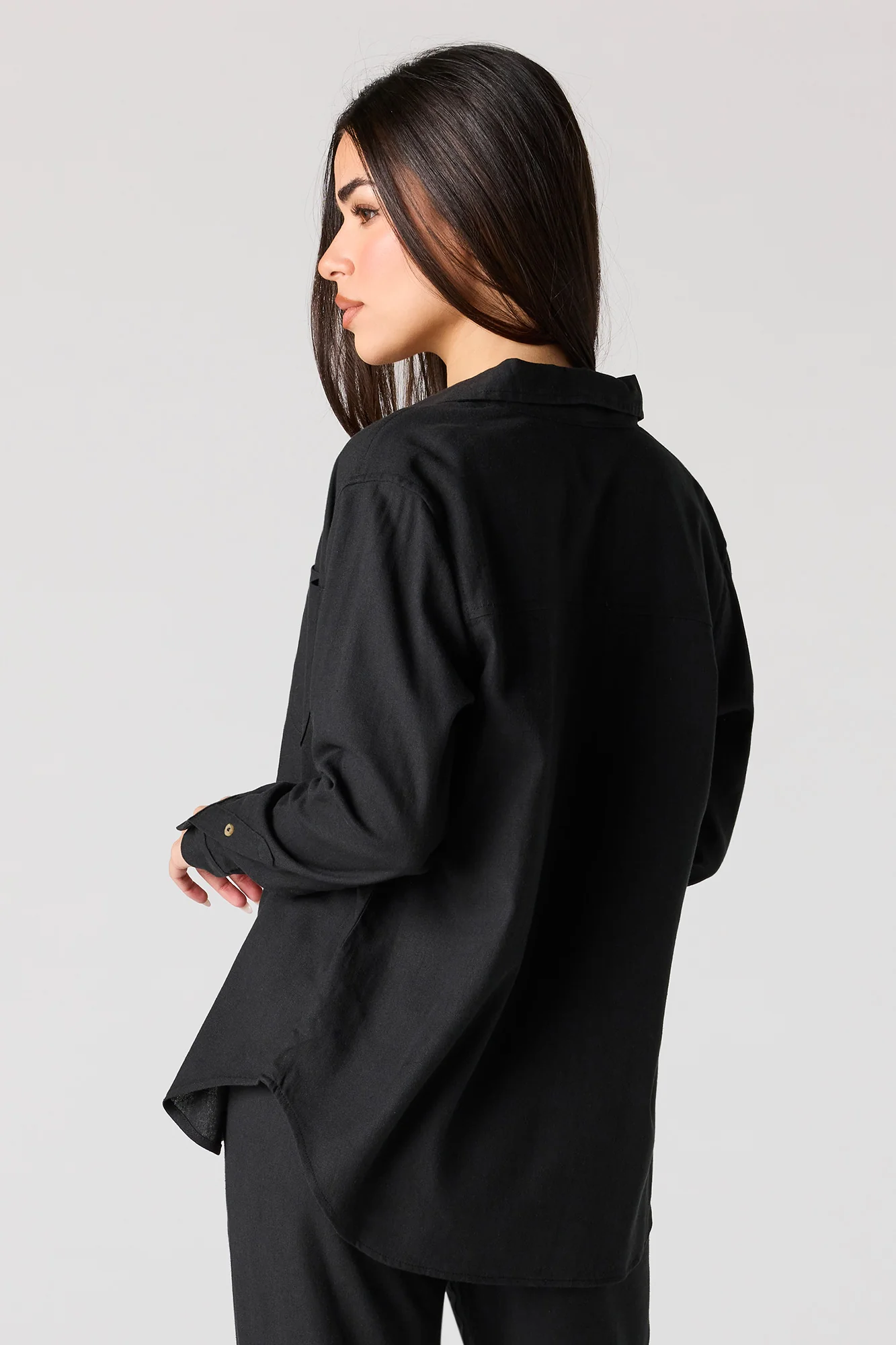 Linen-Blend Button-Up Top - Image 5