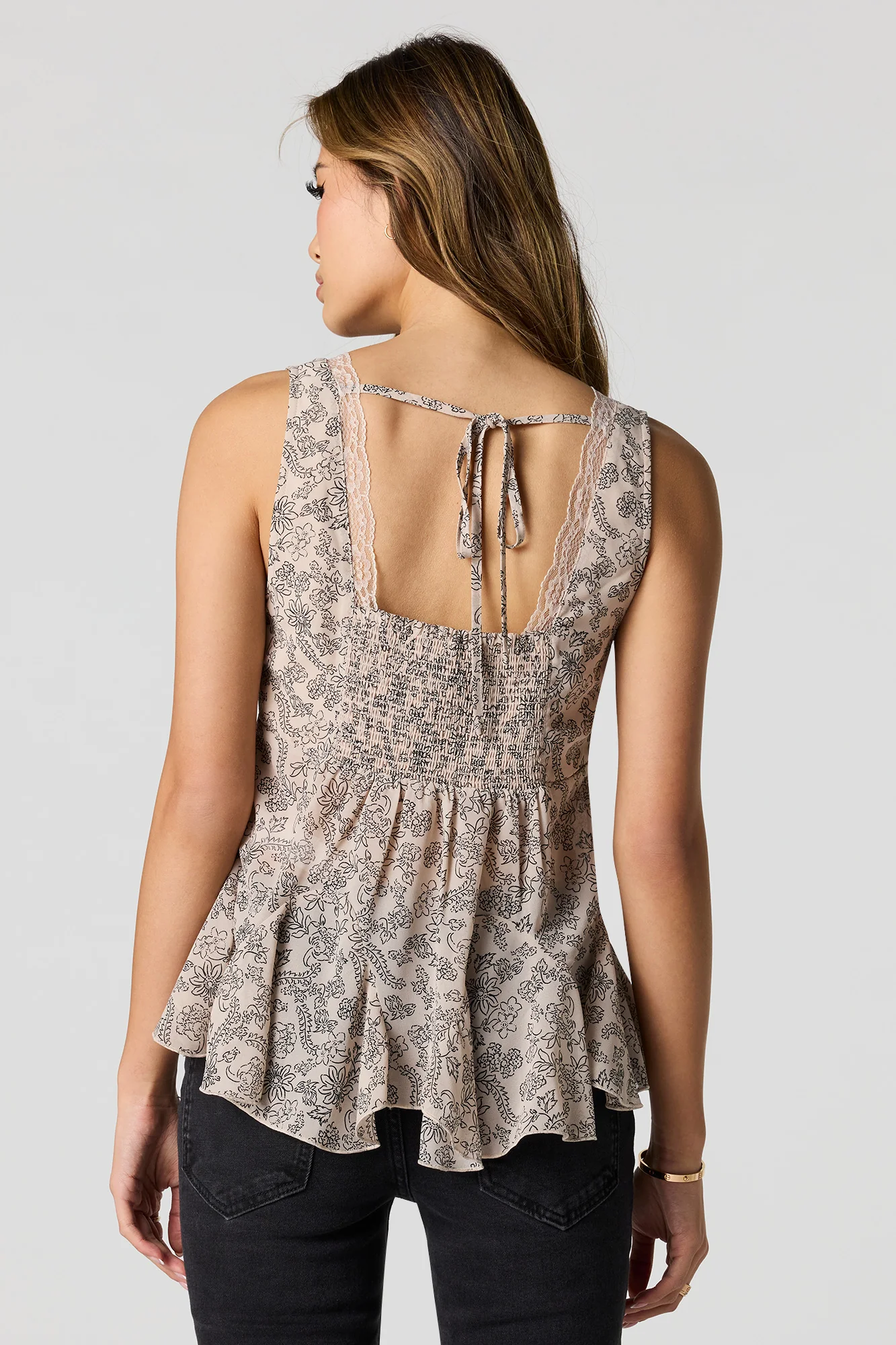 Lace Trim Ruffle Tank - Image 2