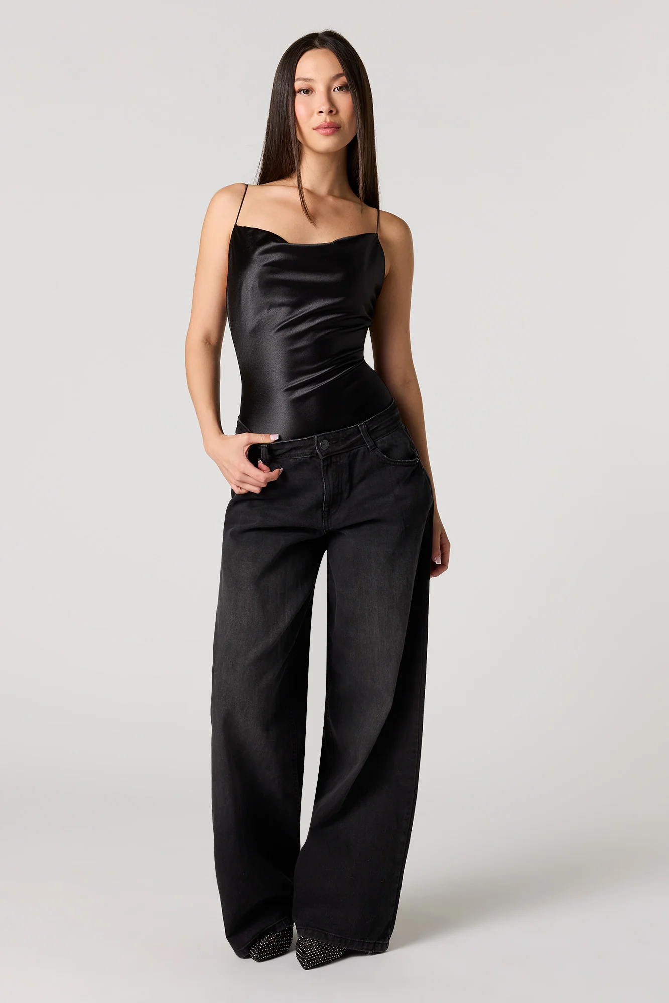 Satin Cowl Neck Bodysuit - Image 7