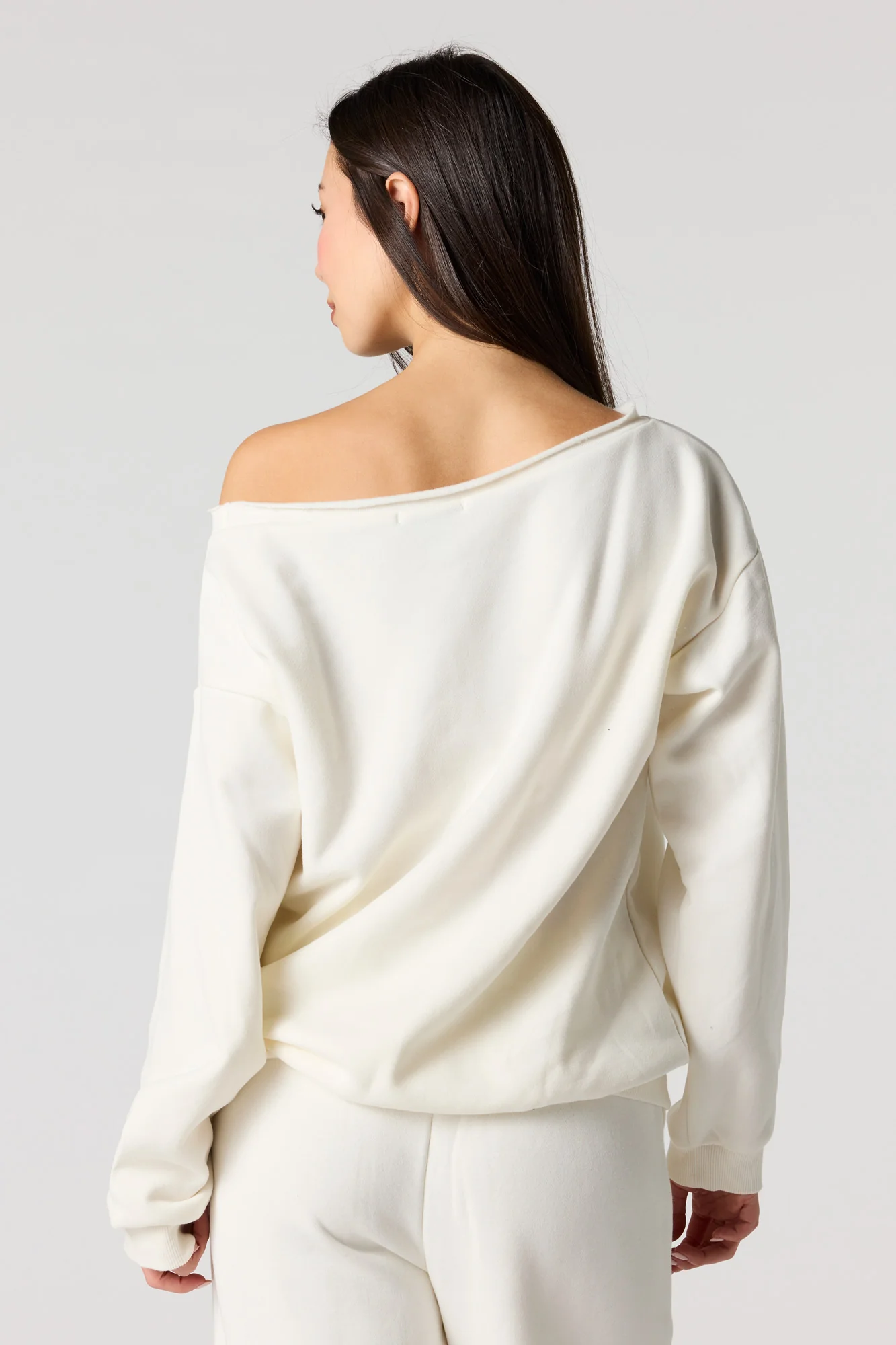 72 Embroidered Off Shoulder Fleece Sweatshirt - Image 2