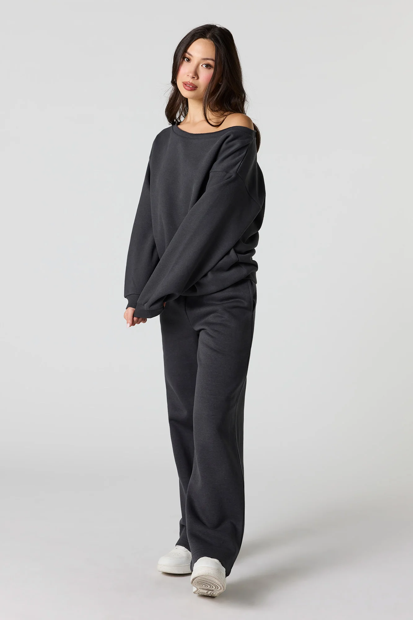 Off Shoulder Fleece Sweatshirt - Image 12