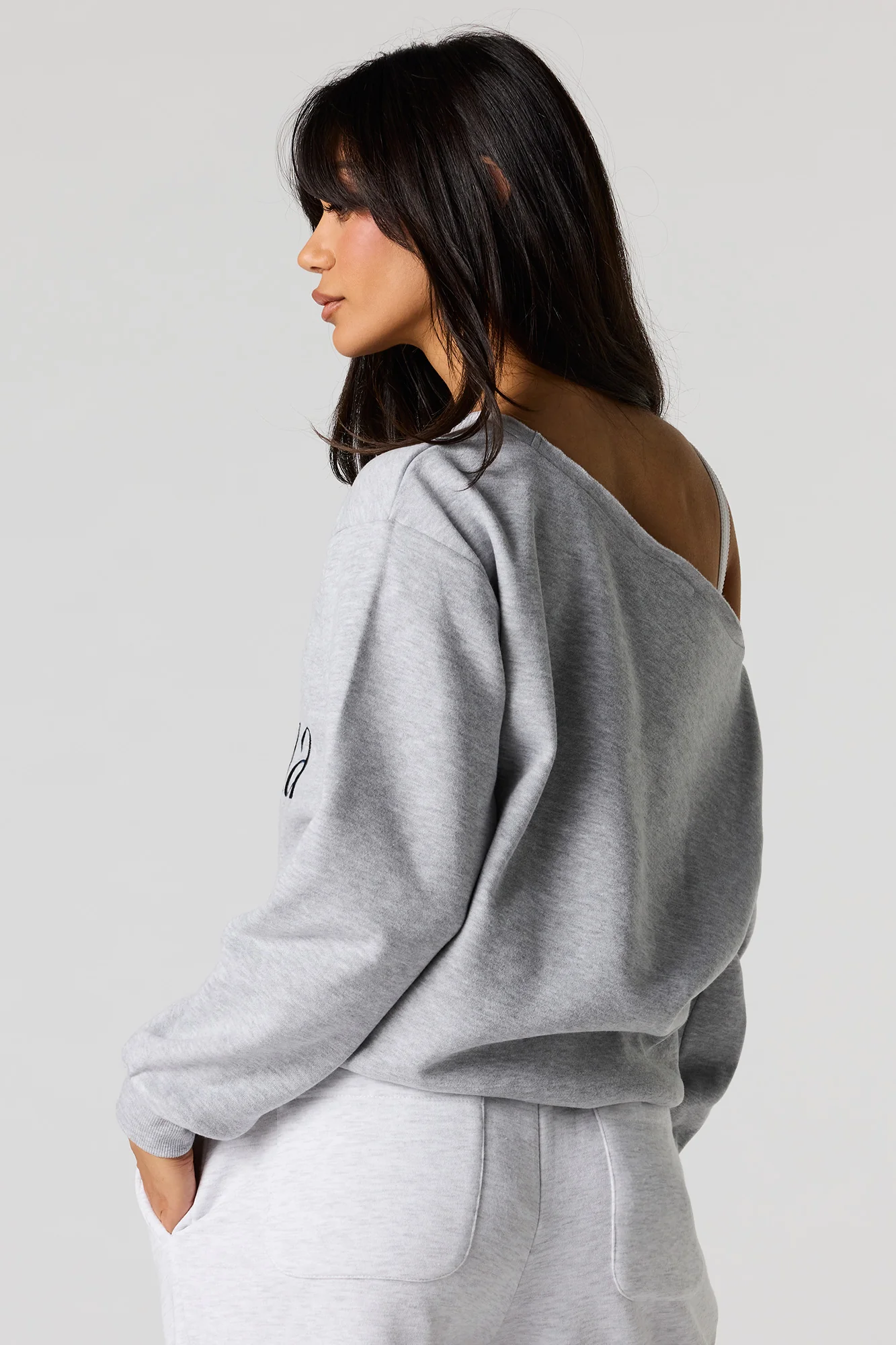 Destination Puff Print Off Shoulder Fleece Sweatshirt - Image 2