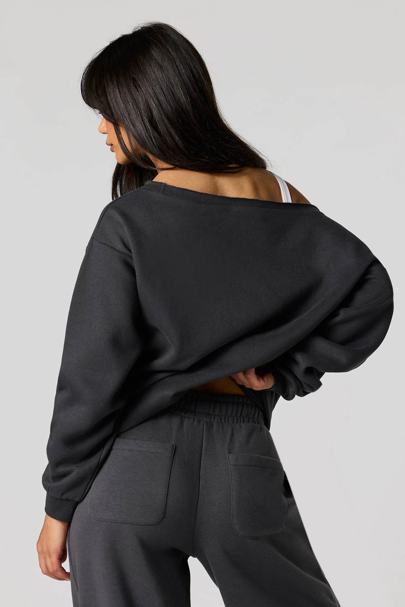 Destination Puff Print Off Shoulder Fleece Sweatshirt - Image 5