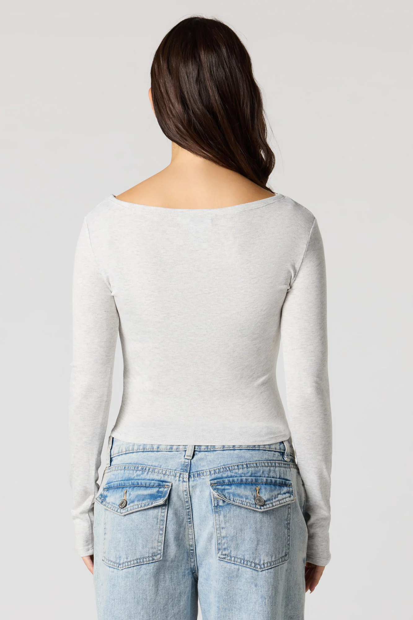 Ribbed Ribbon Bow Long Sleeve Top - Image 8