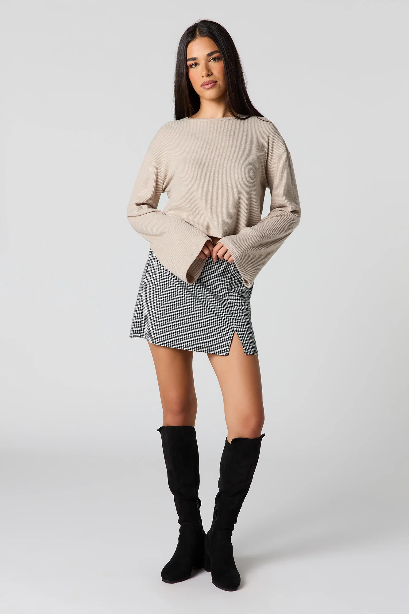 Ribbed Bell Sleeve Sweater - Image 3