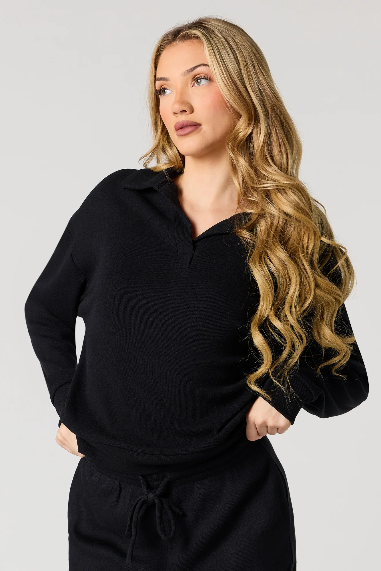Knit Collared Long Sleeve Top - Image 4