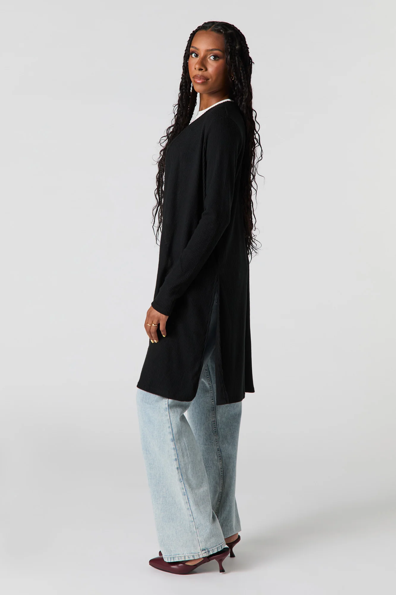 Knit Slit Cardigan - Image 5
