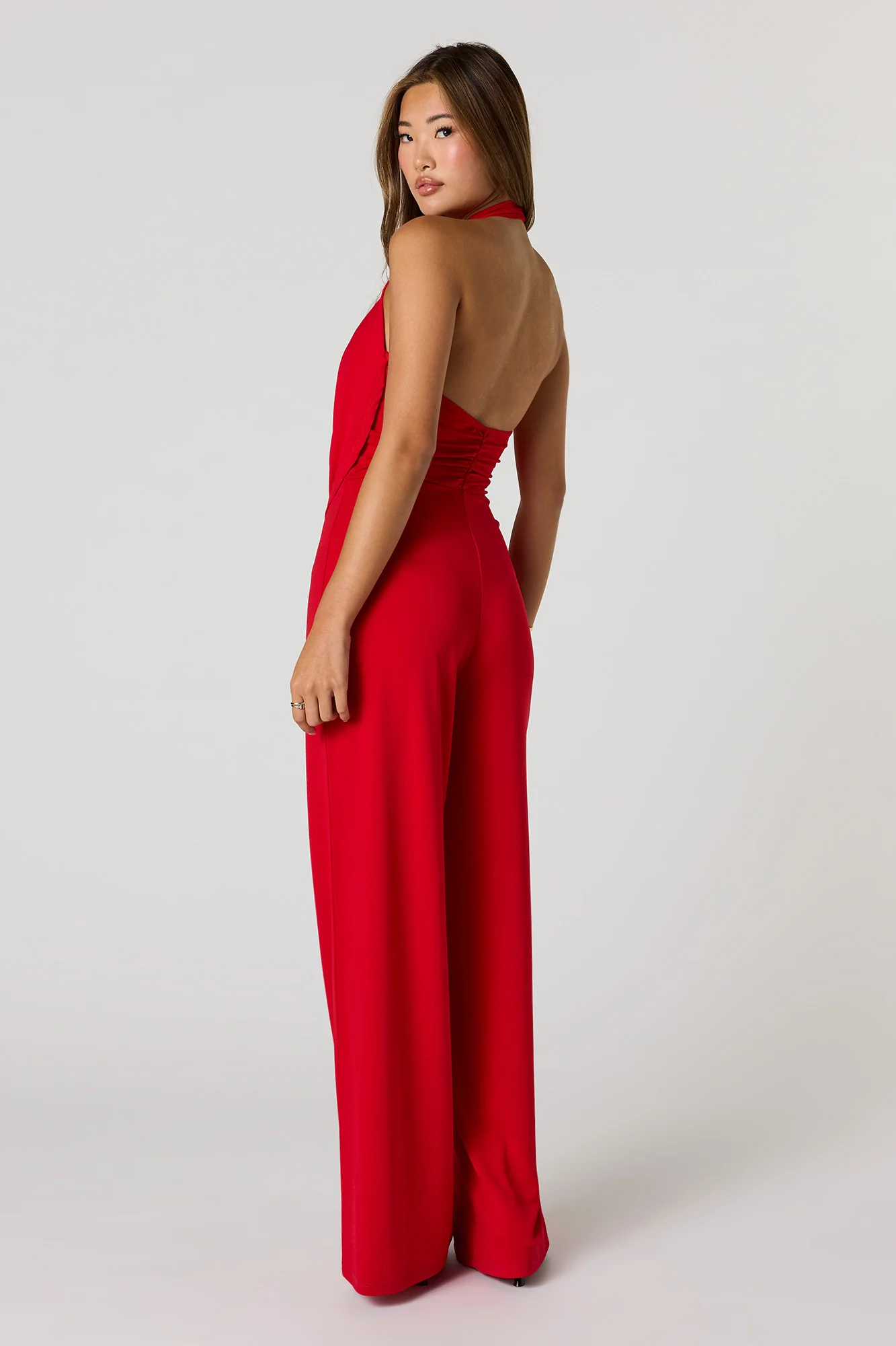 Halter Cowl Neck Wide Leg Jumpsuit - Image 3