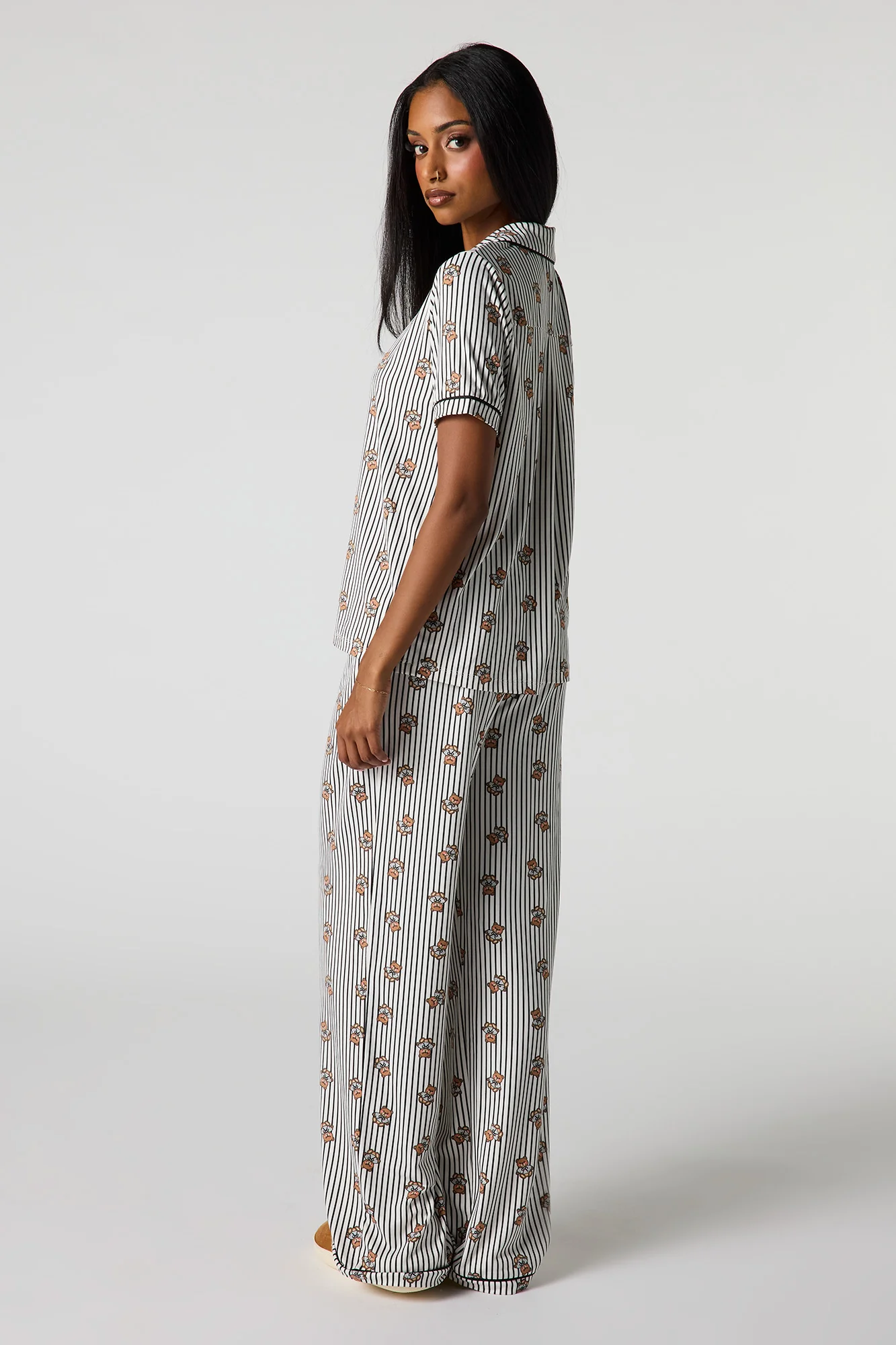 Collared Button-Up Top & Pant Pajama Set - Image 8