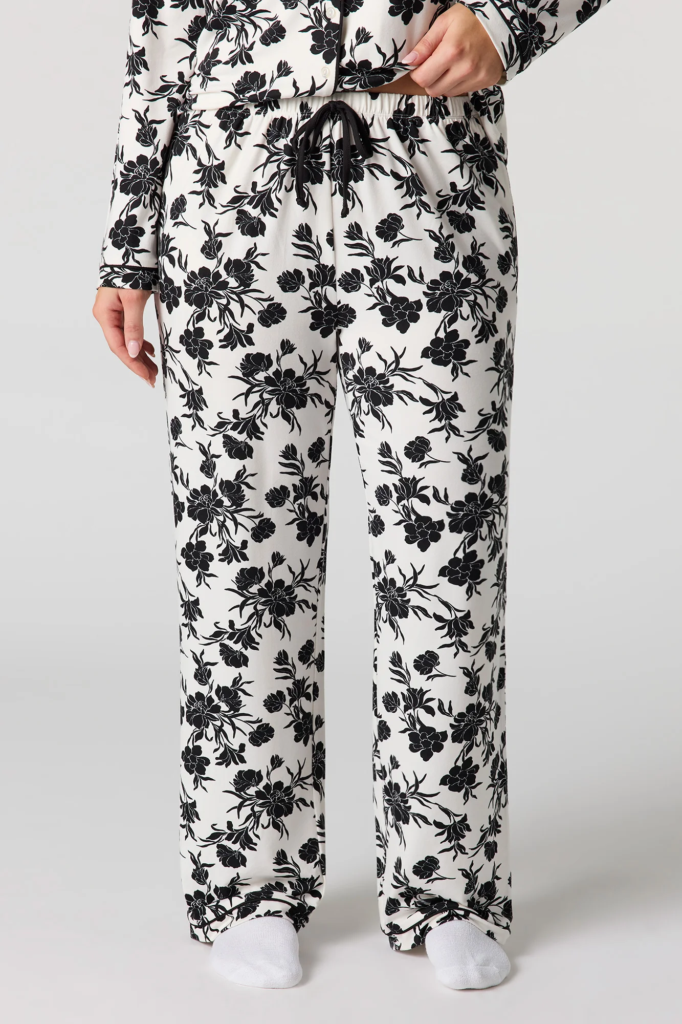 Printed Button-Up Shirt & Pant Pajama Set - Image 11
