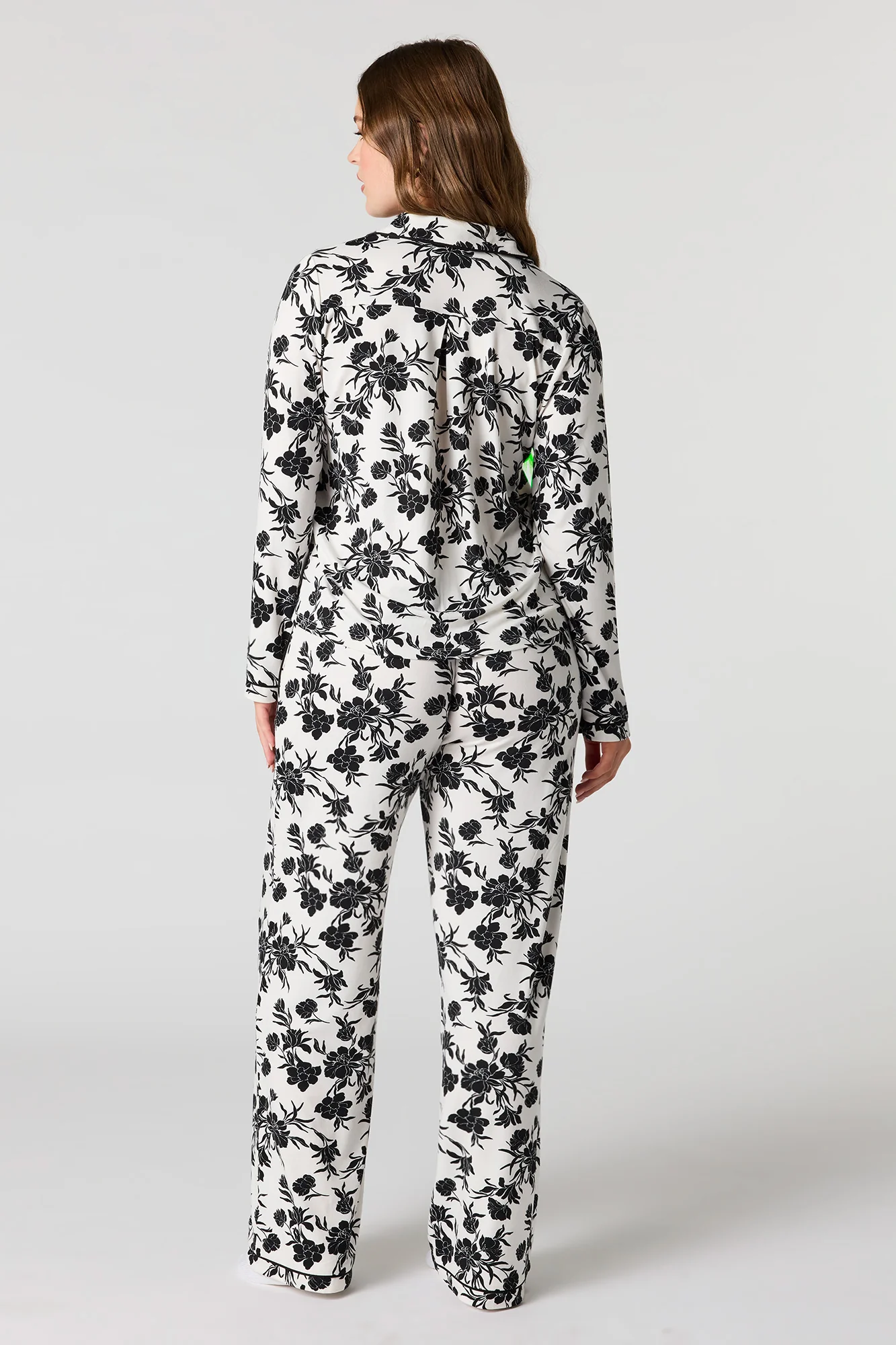 Printed Button-Up Shirt & Pant Pajama Set - Image 12