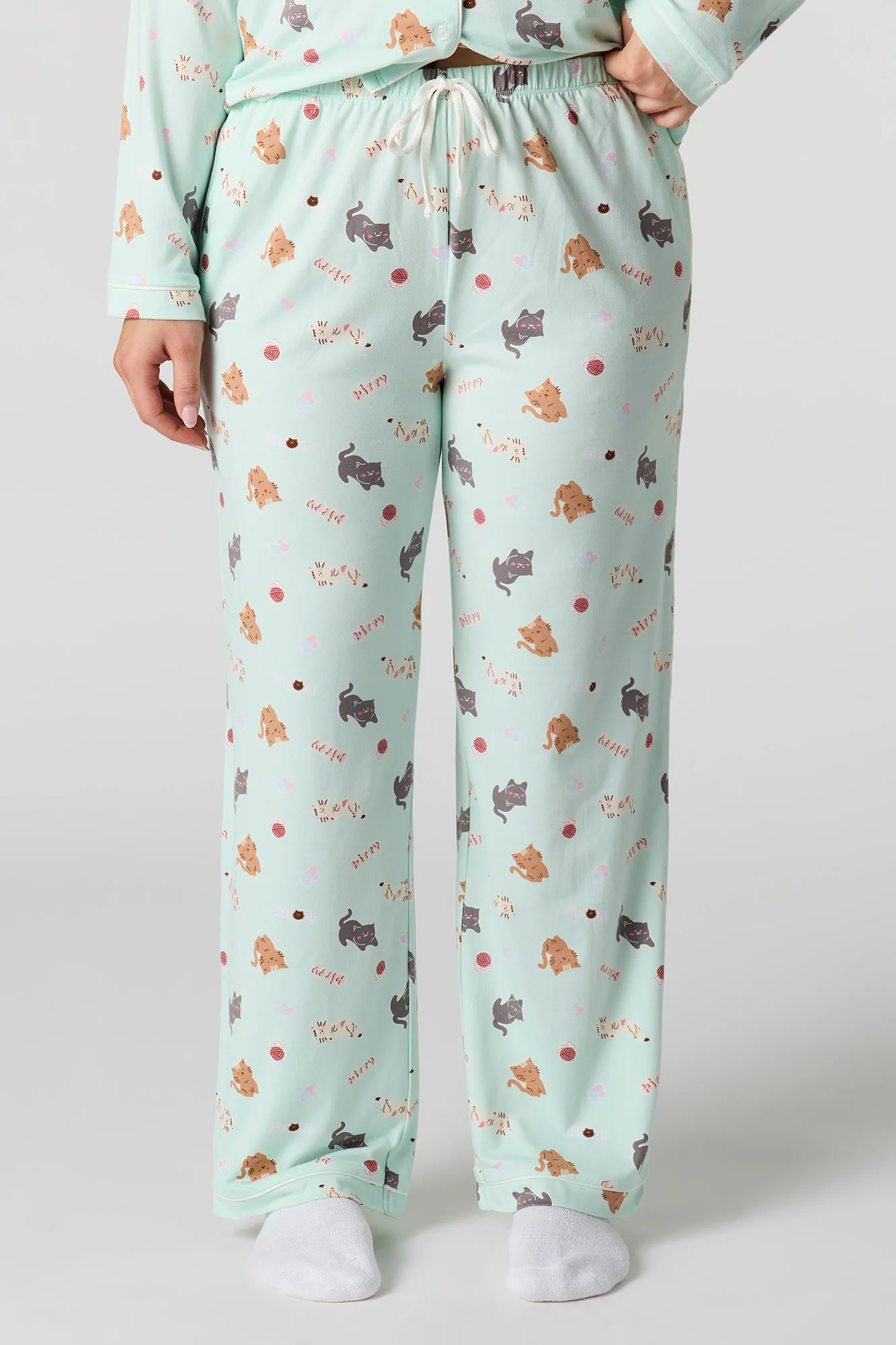 Printed Button-Up Shirt & Pant Pajama Set - Image 15