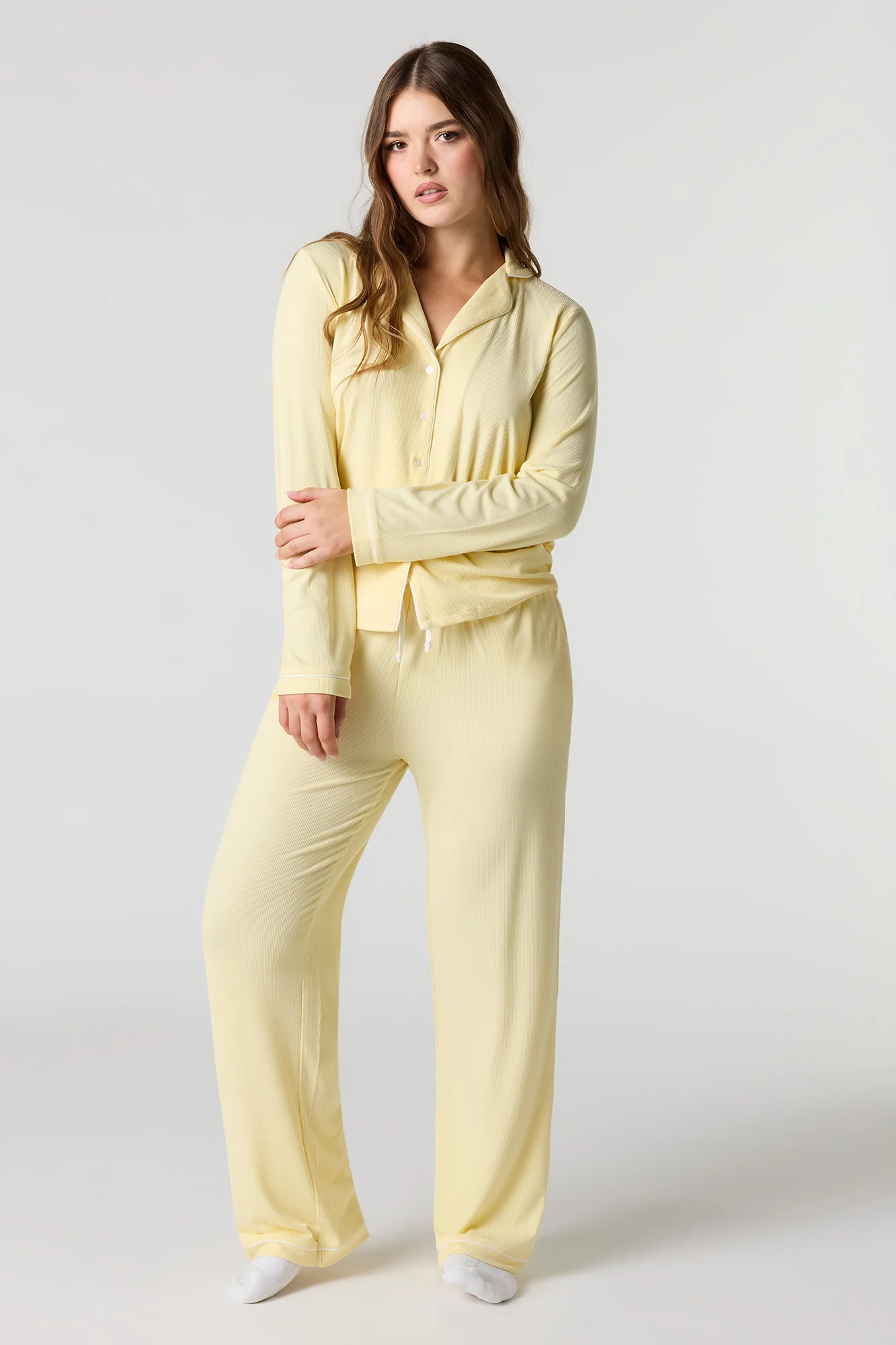 Printed Button-Up Shirt & Pant Pajama Set - Image 17