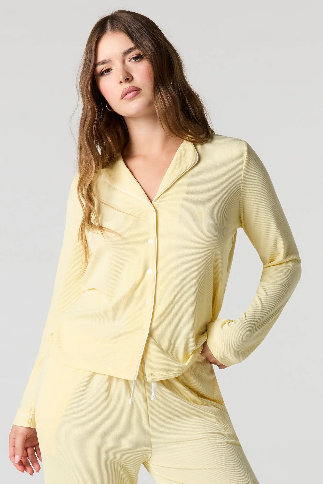 Printed Button-Up Shirt & Pant Pajama Set - Image 18