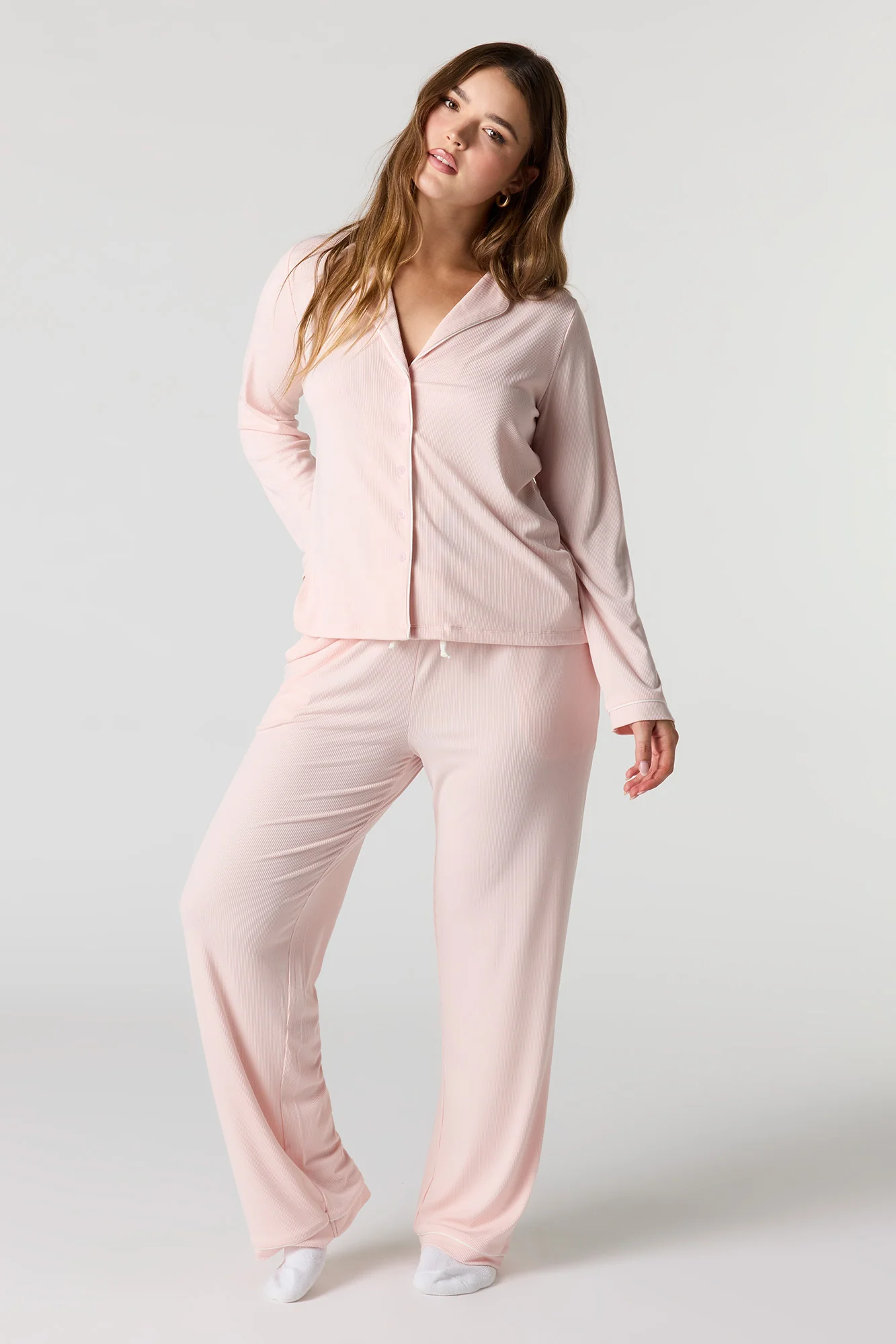 Printed Button-Up Shirt & Pant Pajama Set - Image 21