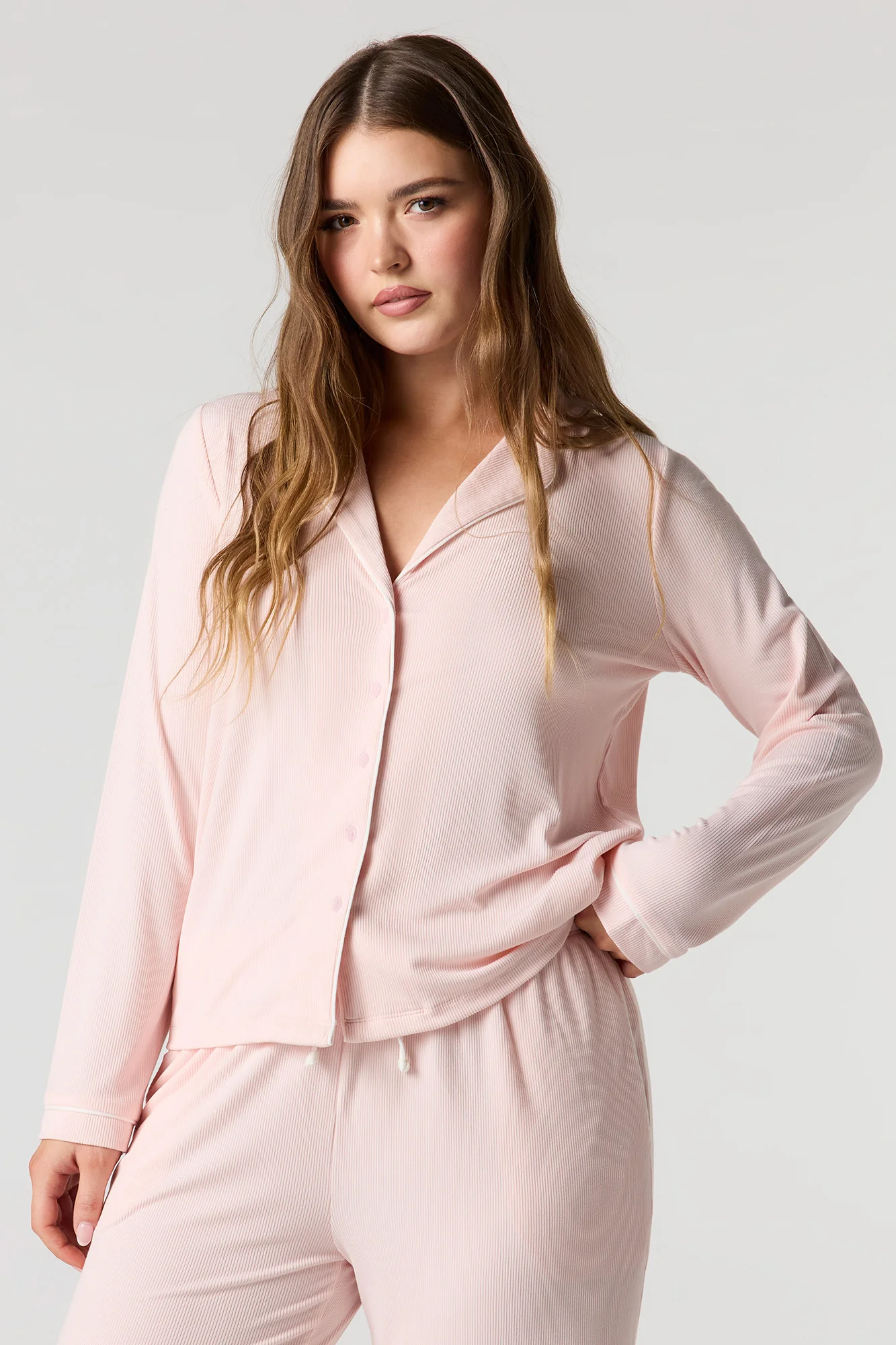 Printed Button-Up Shirt & Pant Pajama Set - Image 22