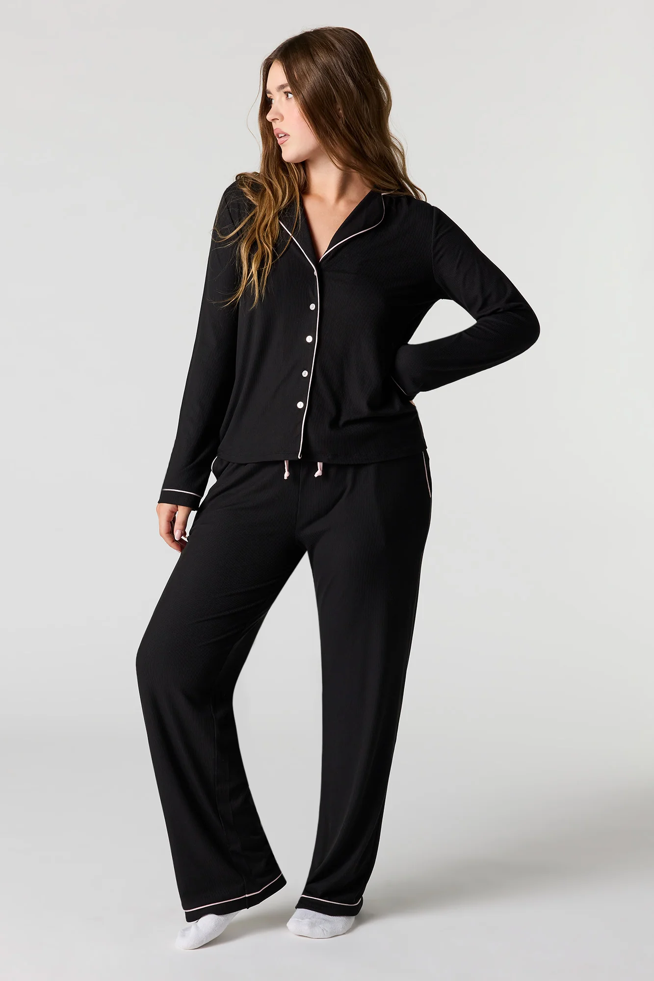 Printed Button-Up Shirt & Pant Pajama Set - Image 5