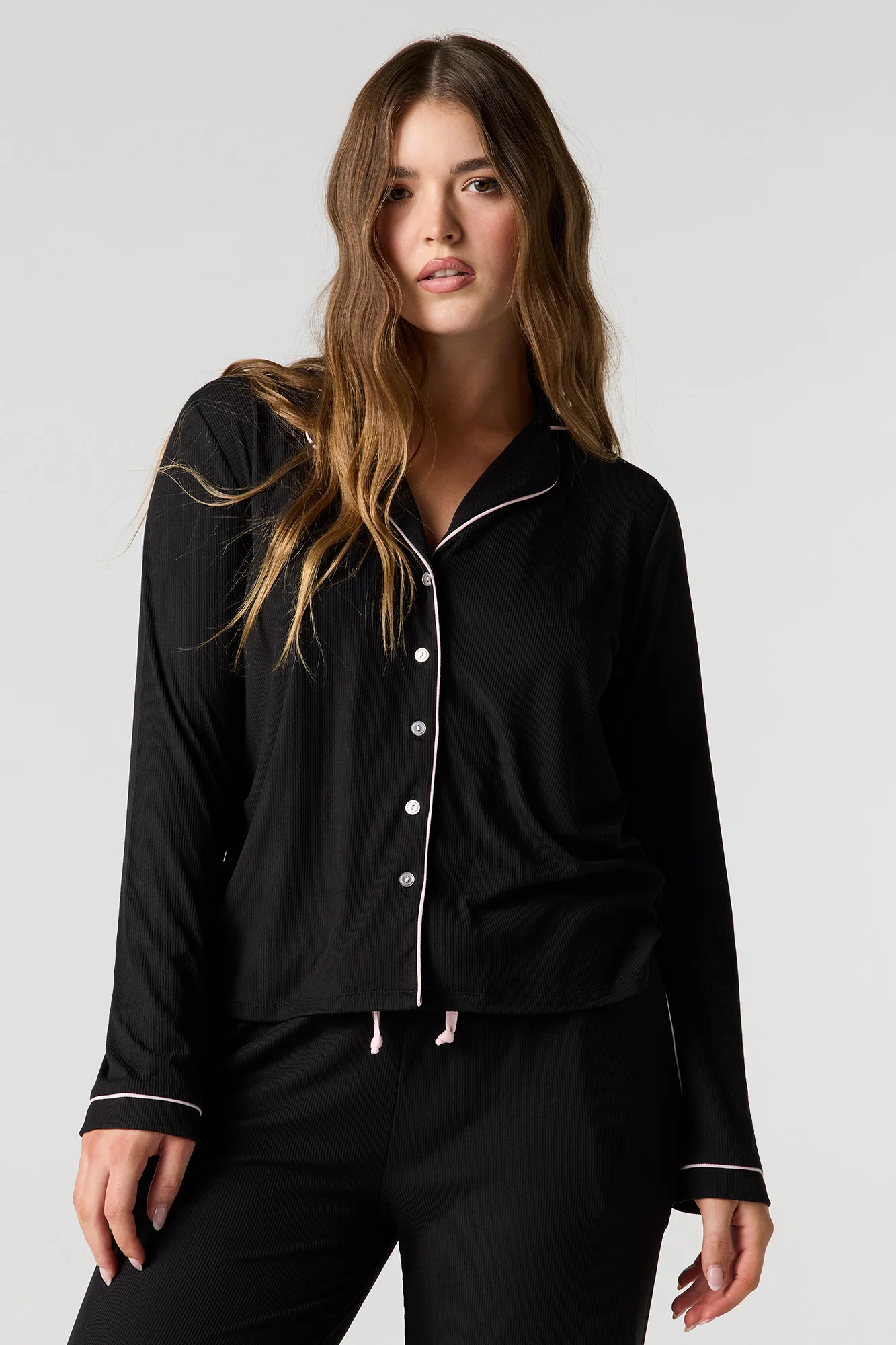 Printed Button-Up Shirt & Pant Pajama Set - Image 6