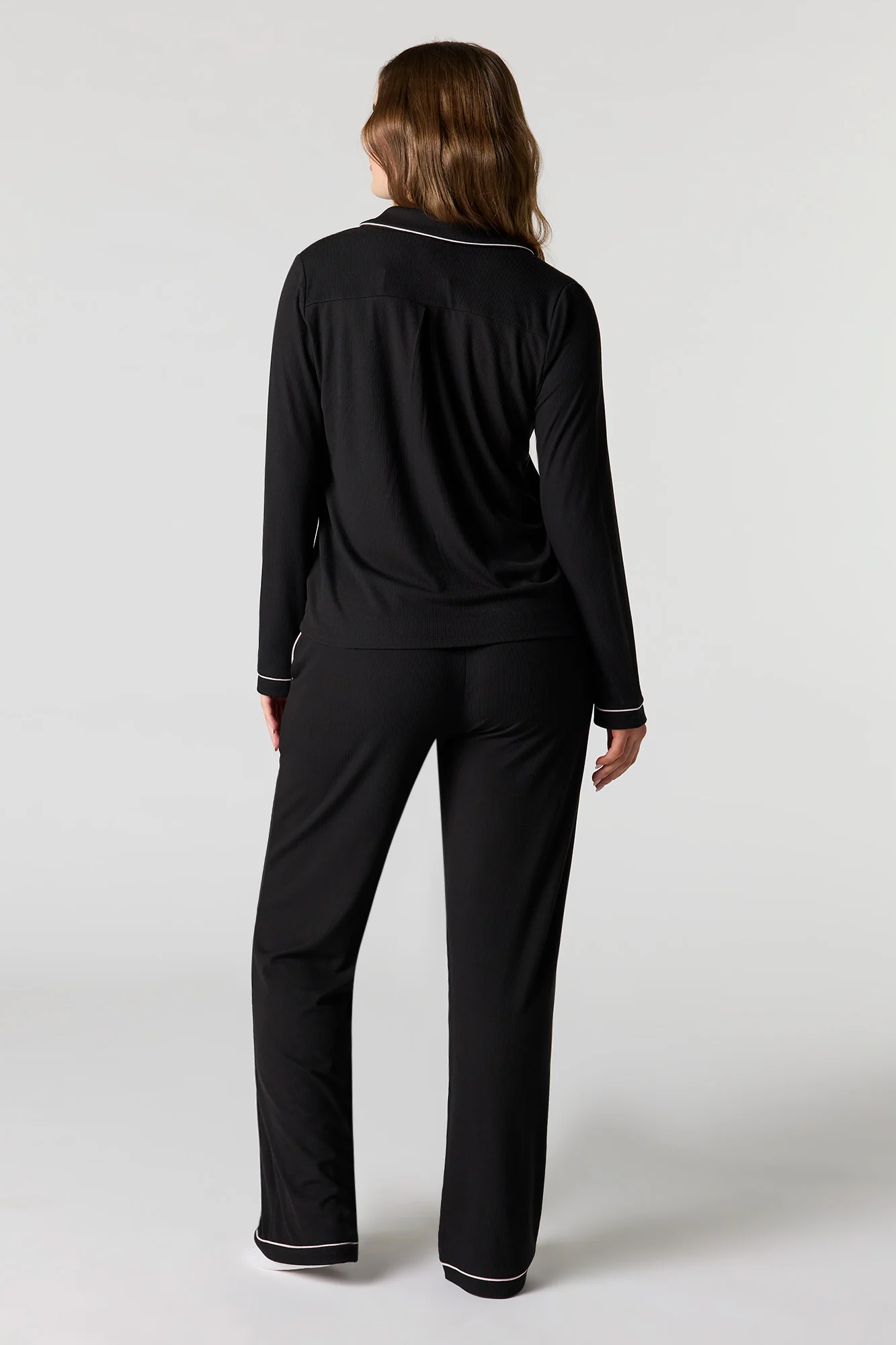 Printed Button-Up Shirt & Pant Pajama Set - Image 8