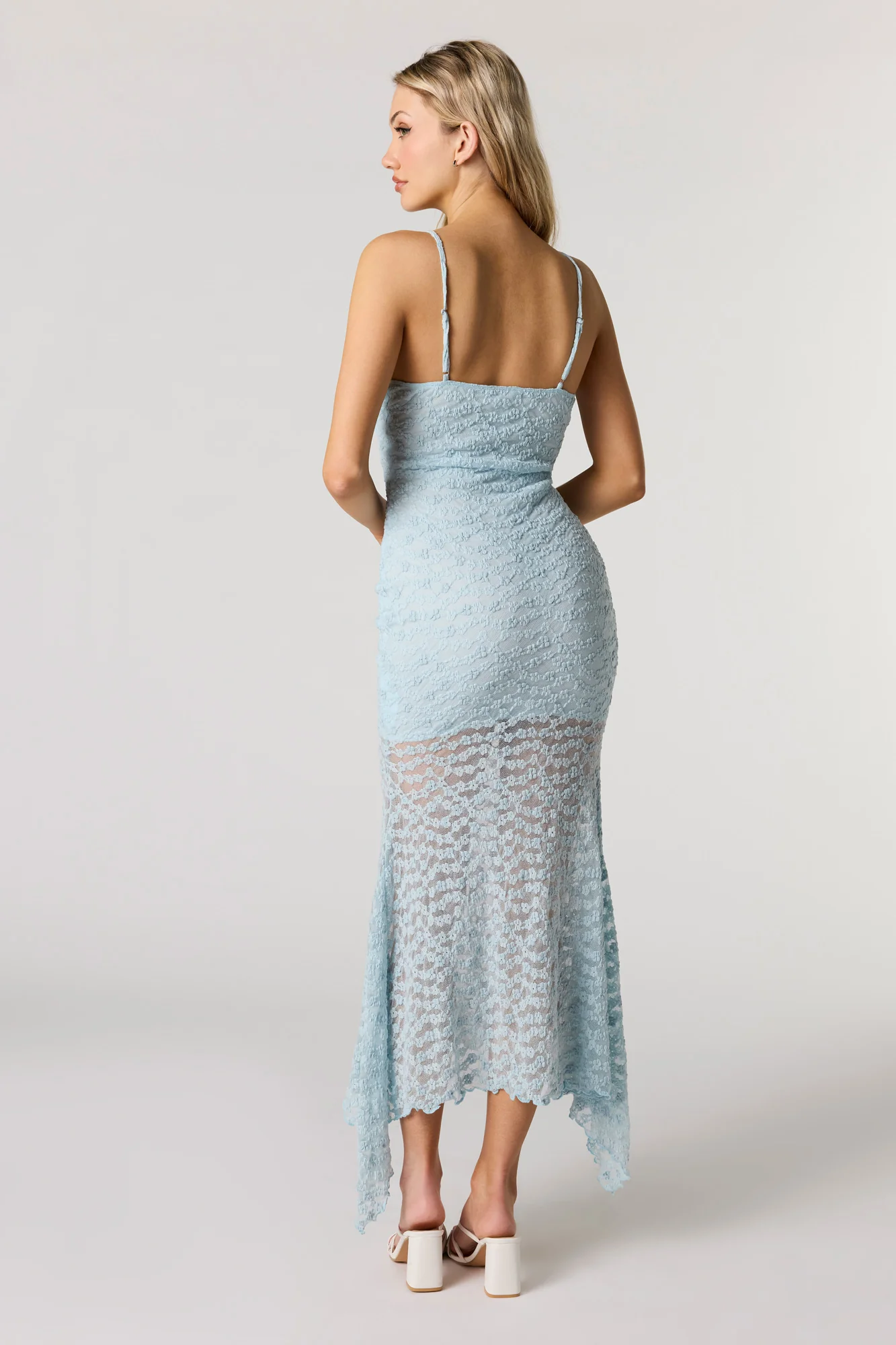 Lace Bustier Asymmetrical Midi Dress - Image 10