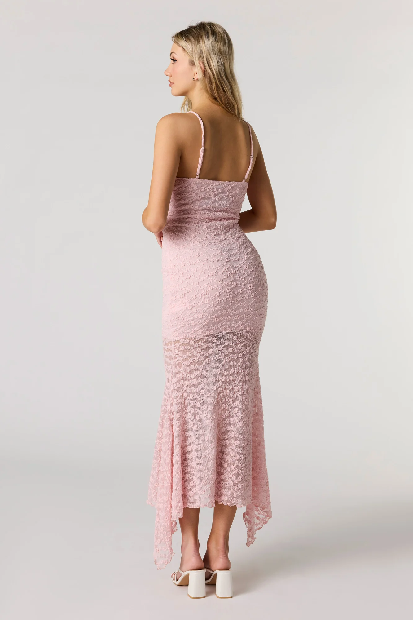 Lace Bustier Asymmetrical Midi Dress - Image 3