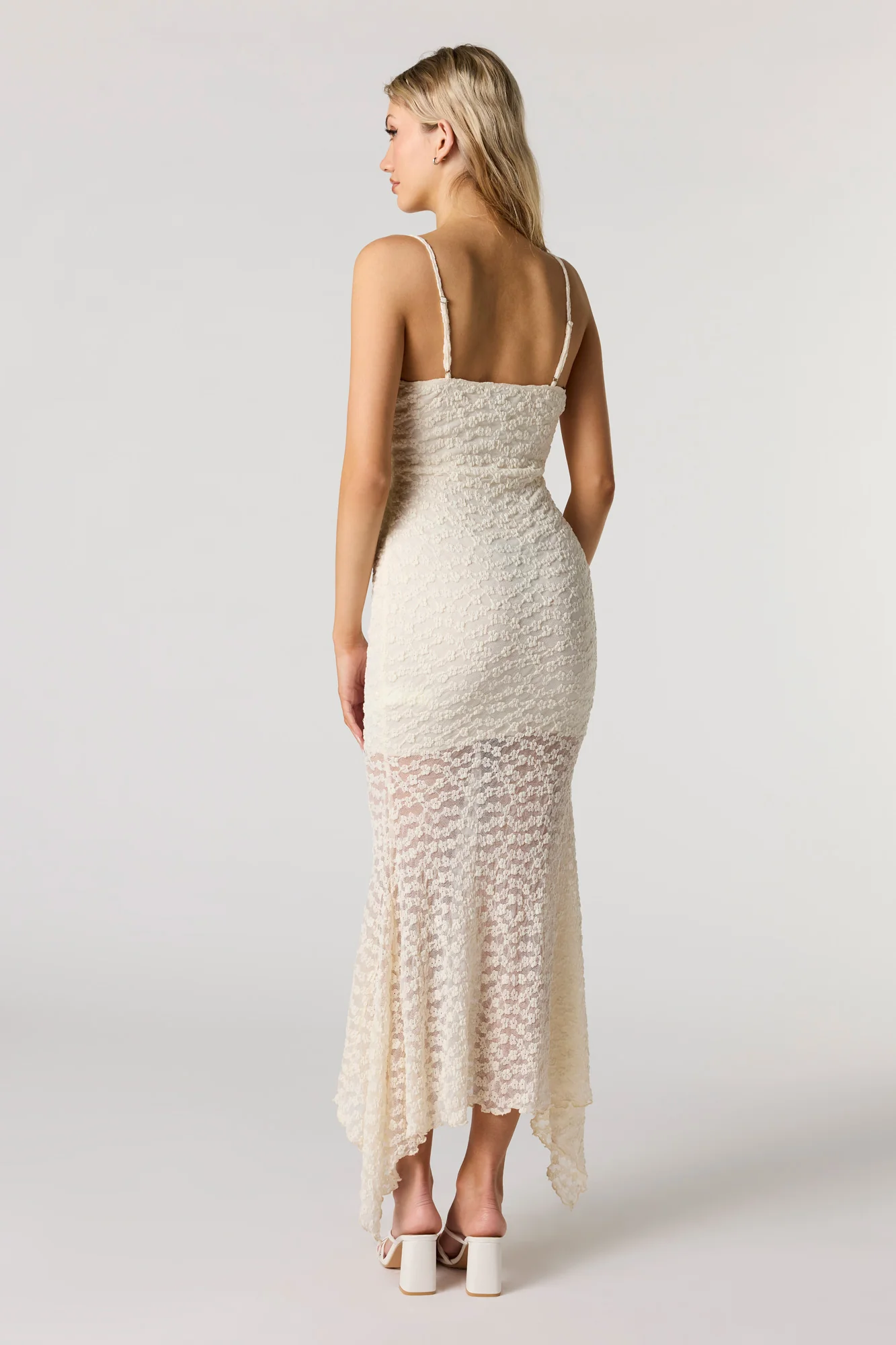 Lace Bustier Asymmetrical Midi Dress - Image 6