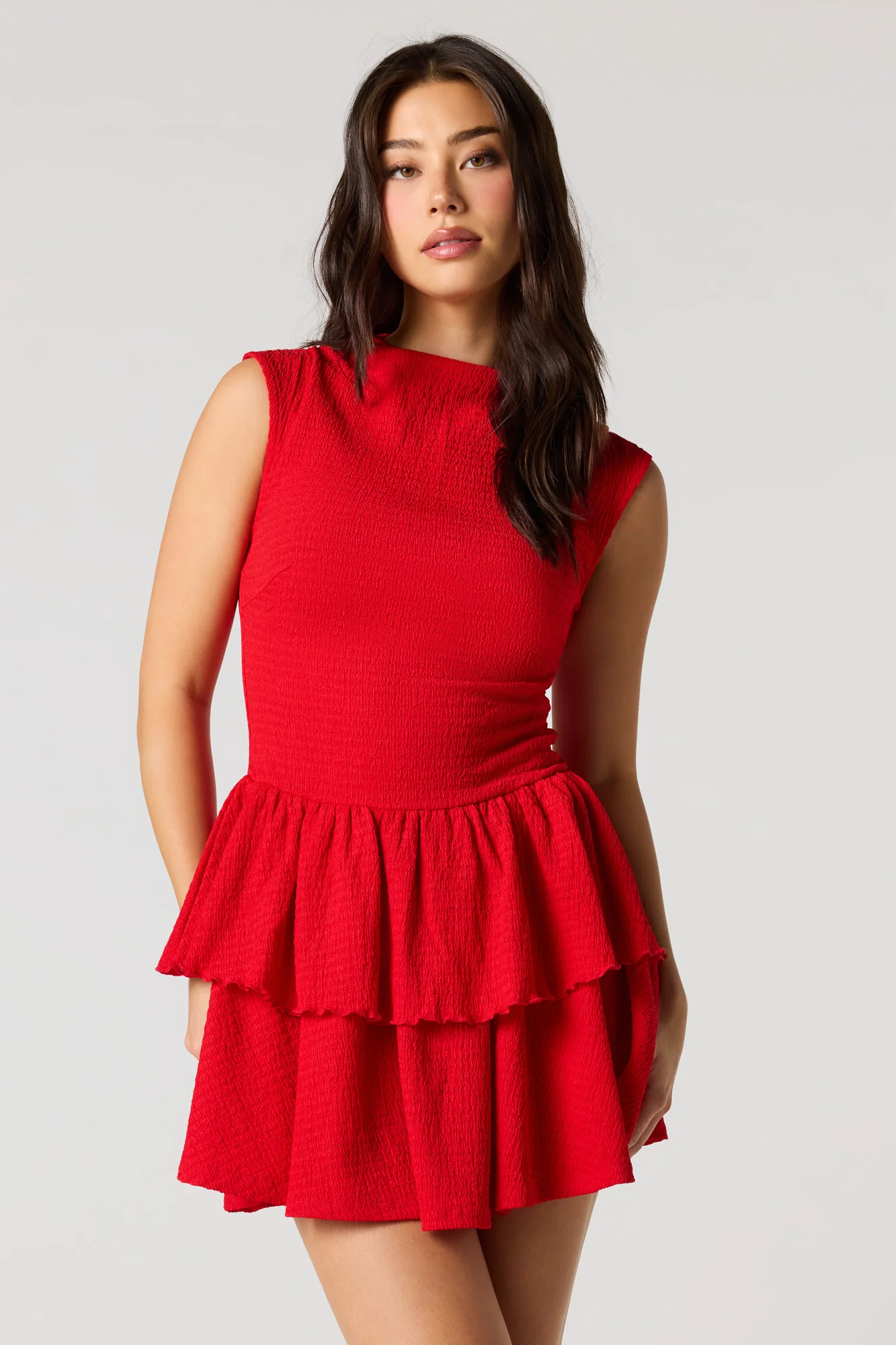 Jacquard Knit Tiered Ruffled Mini Dress - Image 10