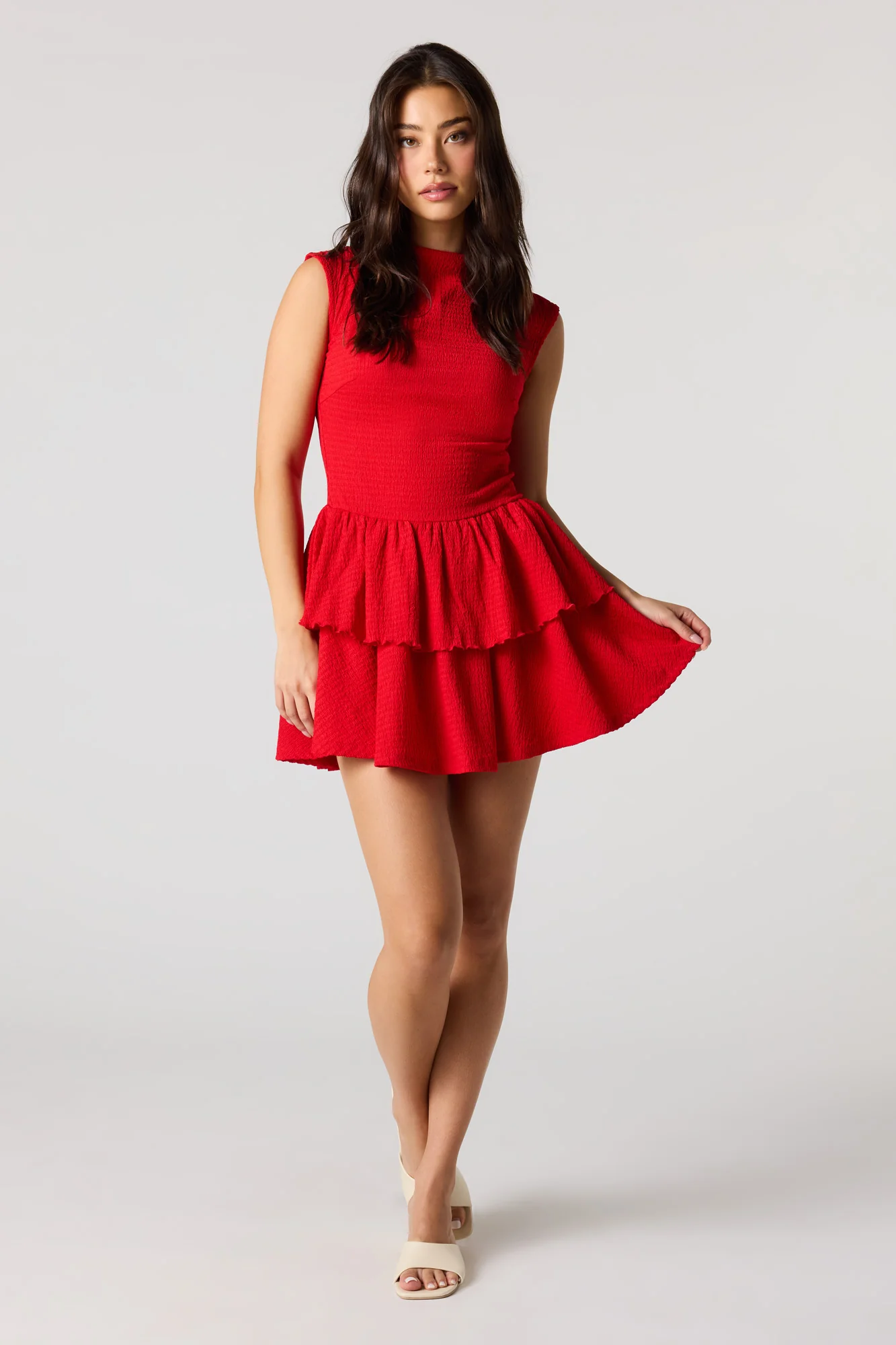 Jacquard Knit Tiered Ruffled Mini Dress - Image 12