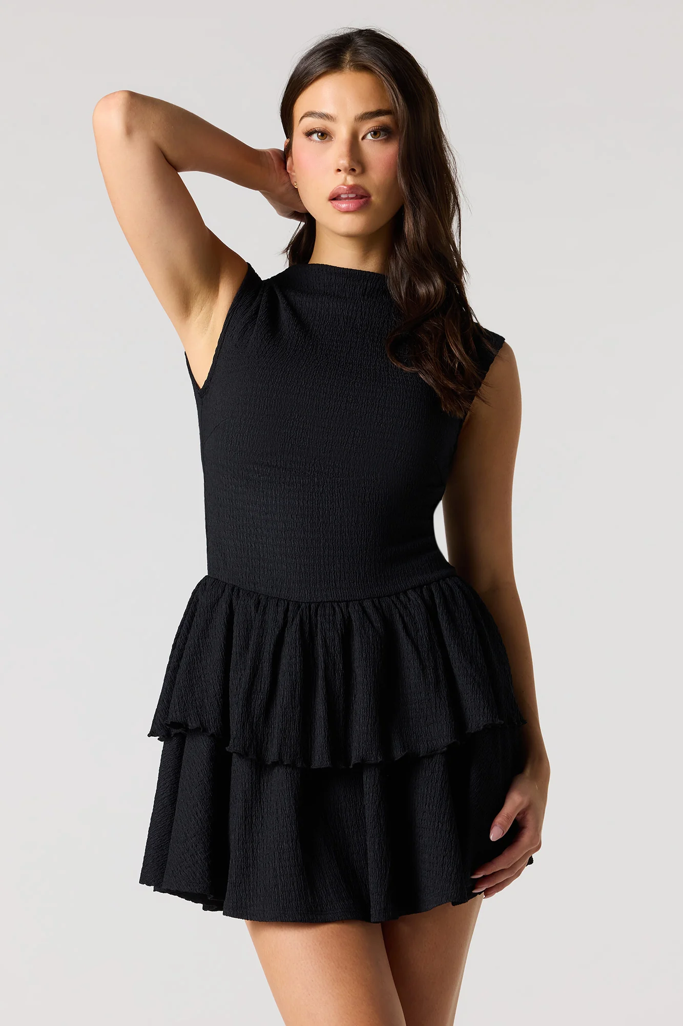 Jacquard Knit Tiered Ruffled Mini Dress - Image 4