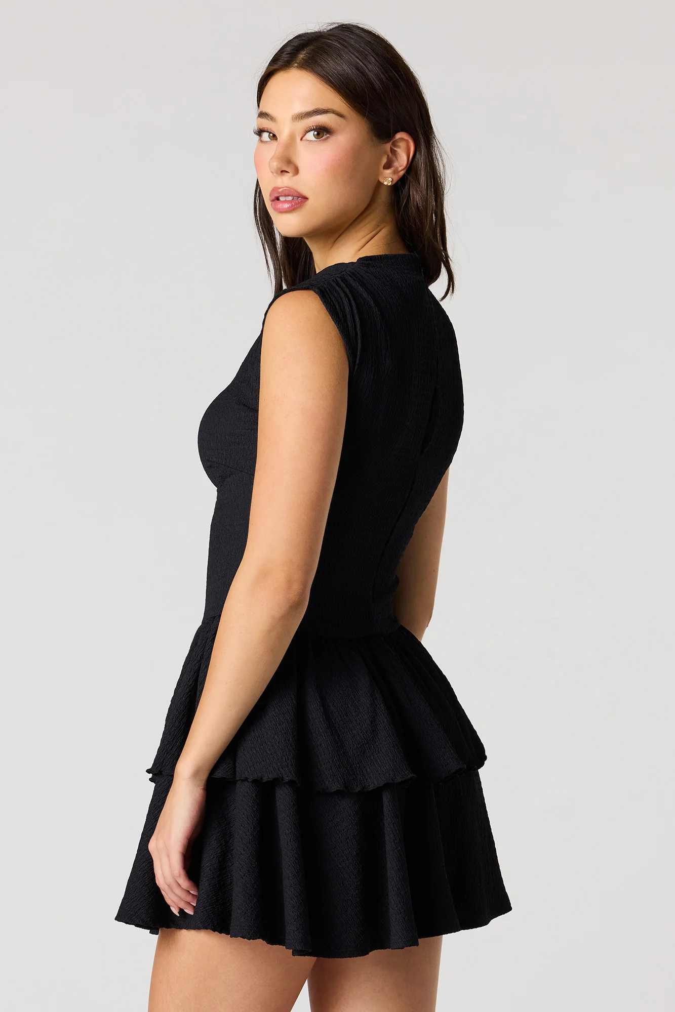 Jacquard Knit Tiered Ruffled Mini Dress - Image 5