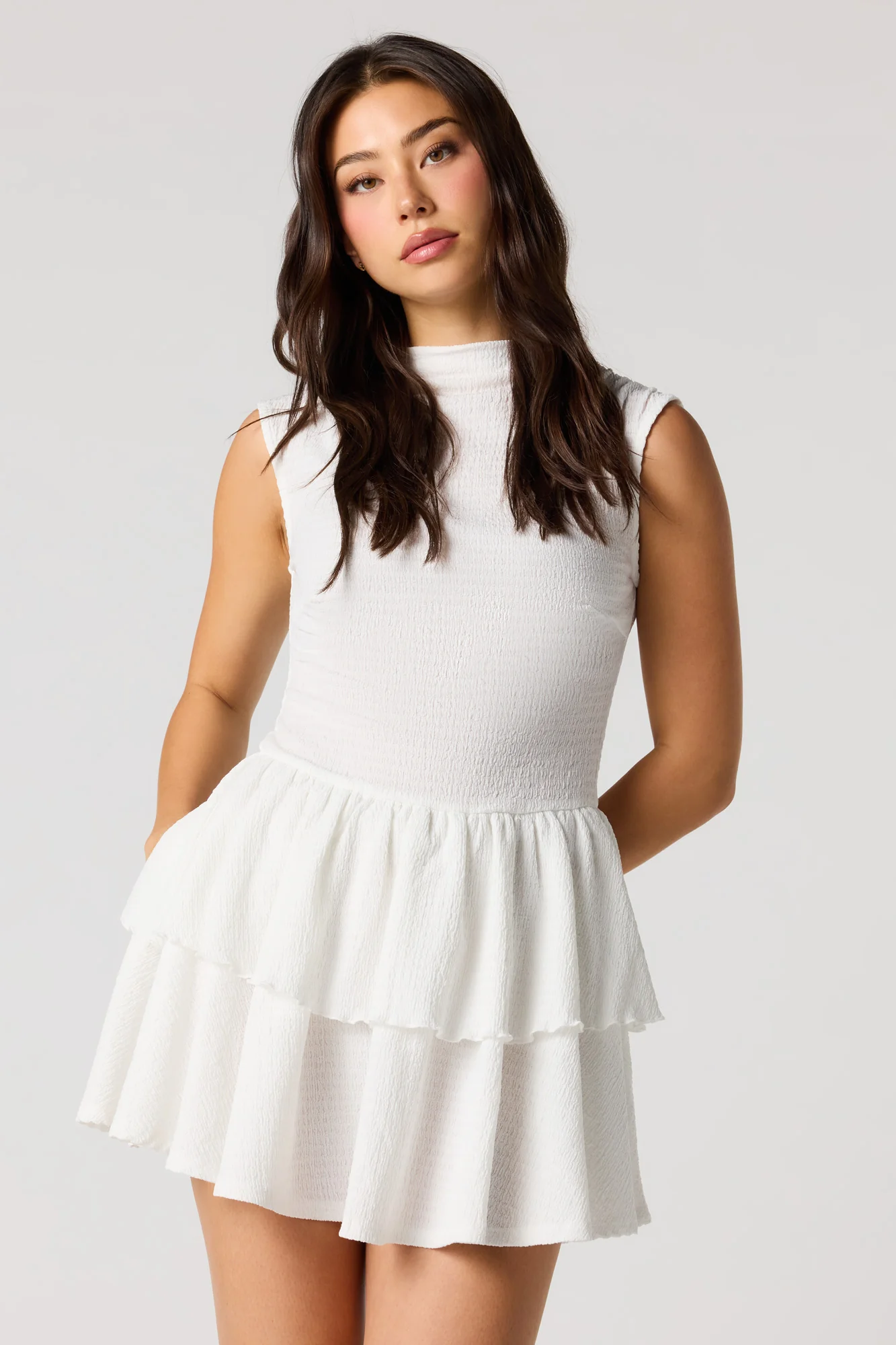 Jacquard Knit Tiered Ruffled Mini Dress - Image 7